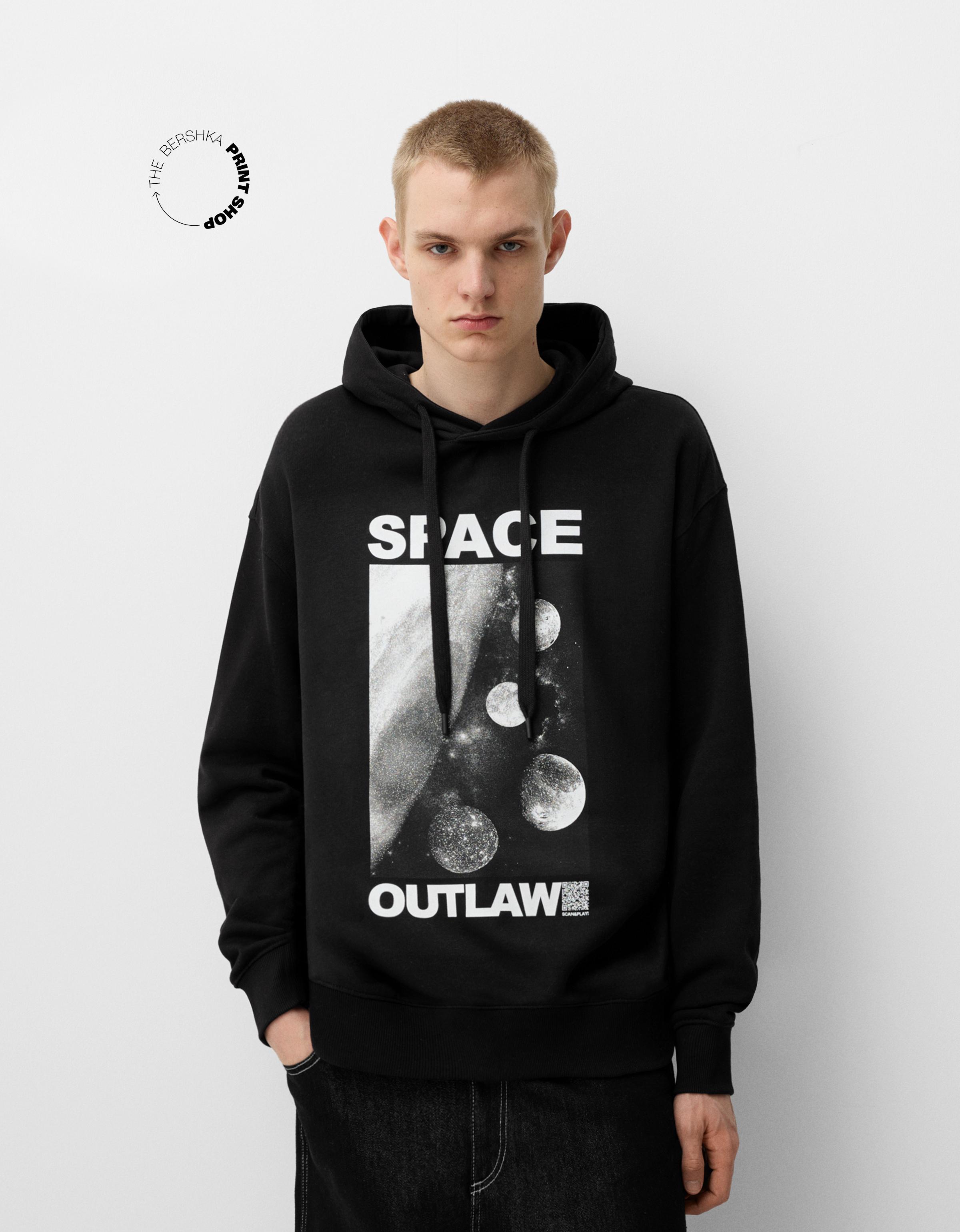 Bershka Oversize-Hoodie Bershka Wearable Art Mit Kapuze Herren S Schwarz