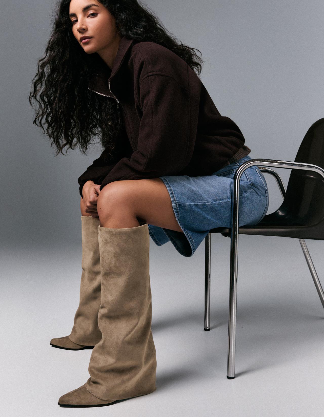 Trouser boots with heel — Tan
