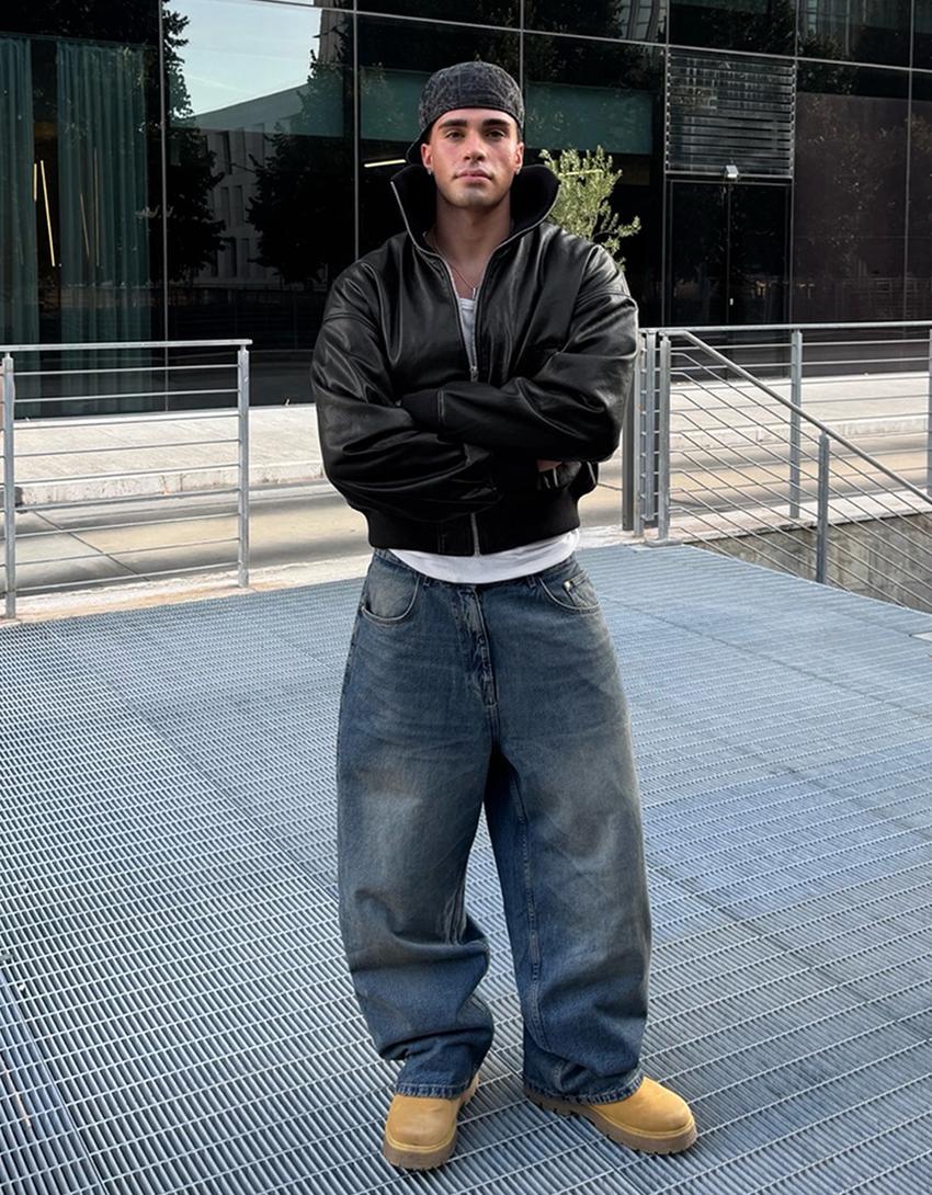 Super baggy fit jean-Açık mavi