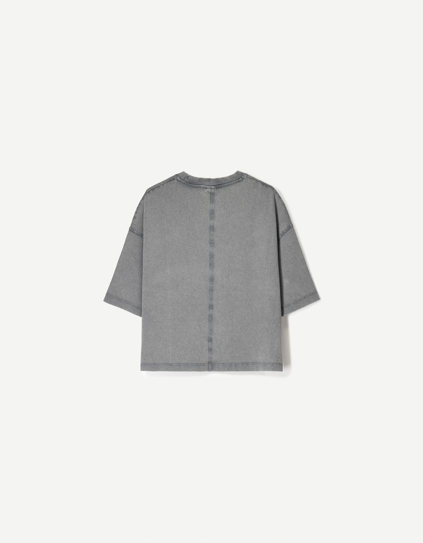 T-shirt manches courtes boxy heavy cotton-Gris