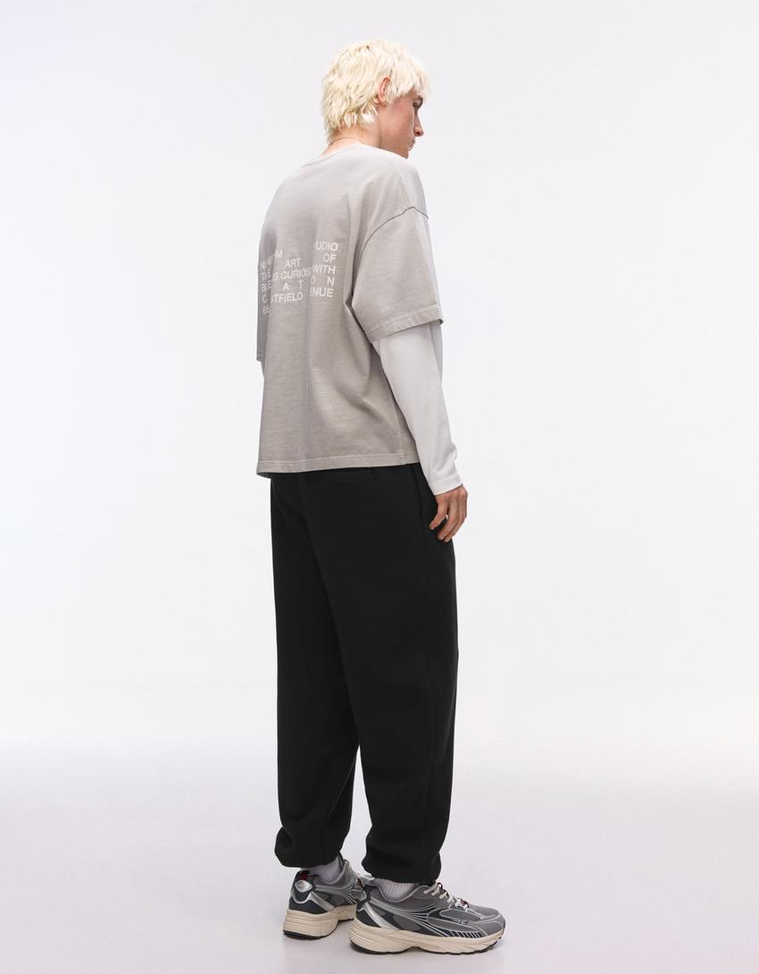 Plush jogger trousers-Black
