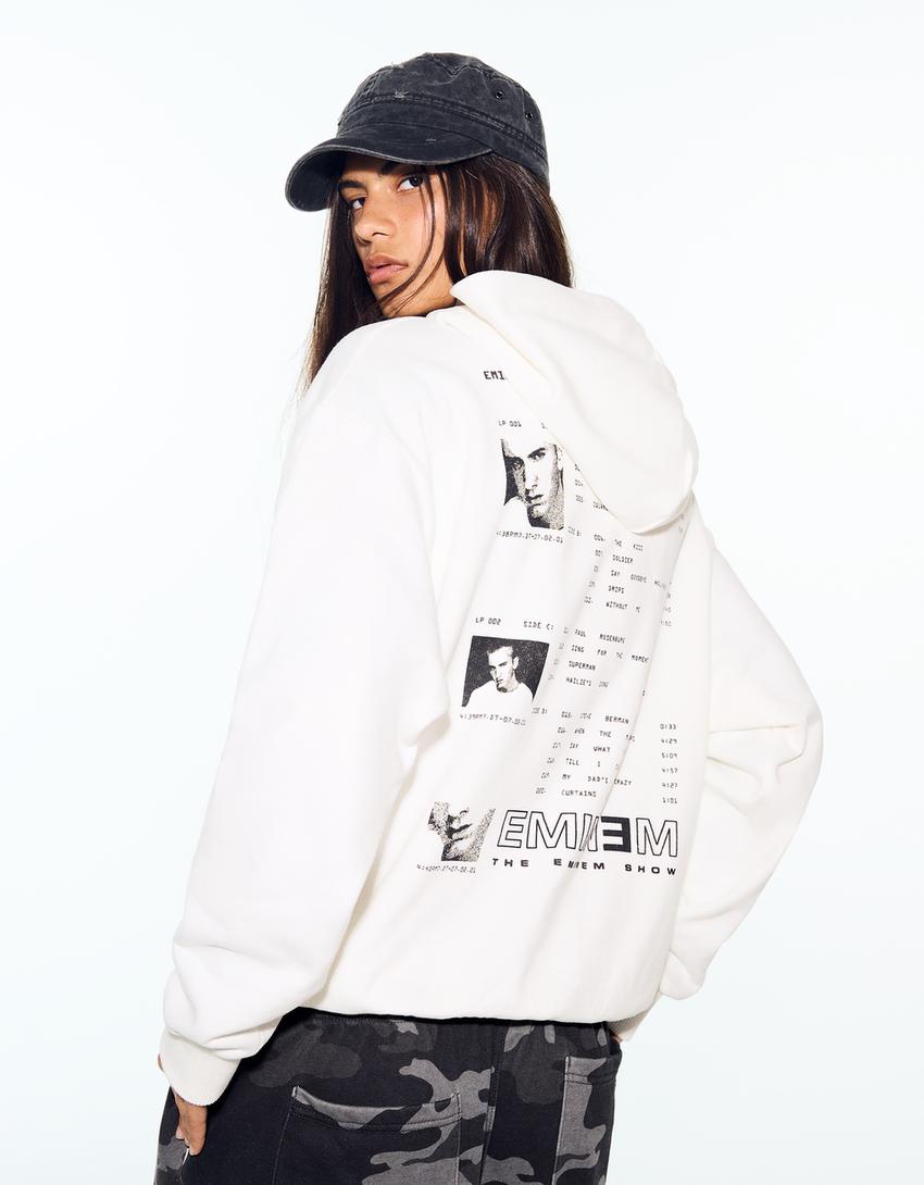 EMINEM kapüşonlu sweatshirt-Kirli beyaz