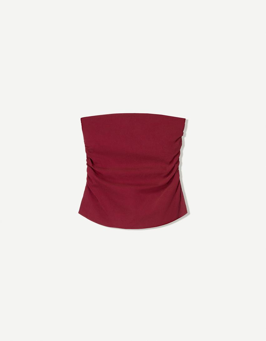 Elastyczny top bandeau-Rubinowy-3