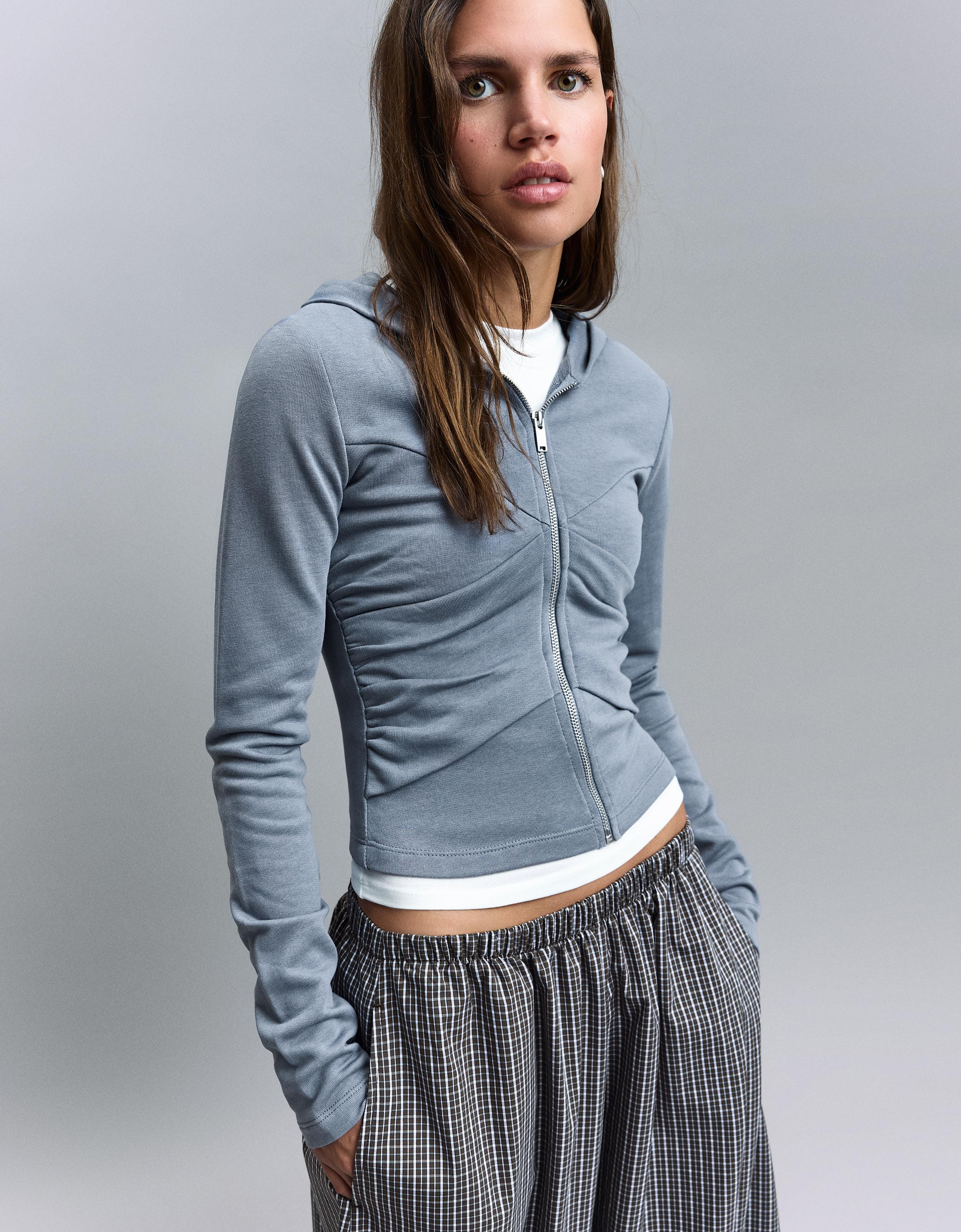 Draped hooded jacket