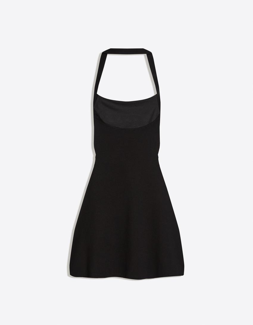 Vestido mini cuello halter-Negro