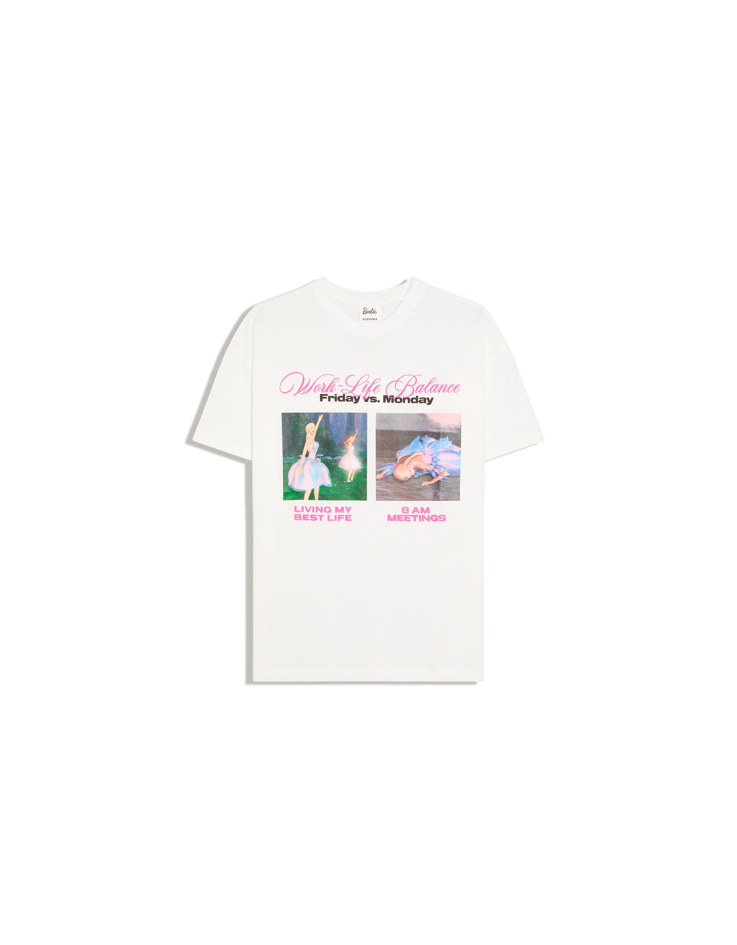 Oversize short sleeve BARBIE print T-shirt — Cream