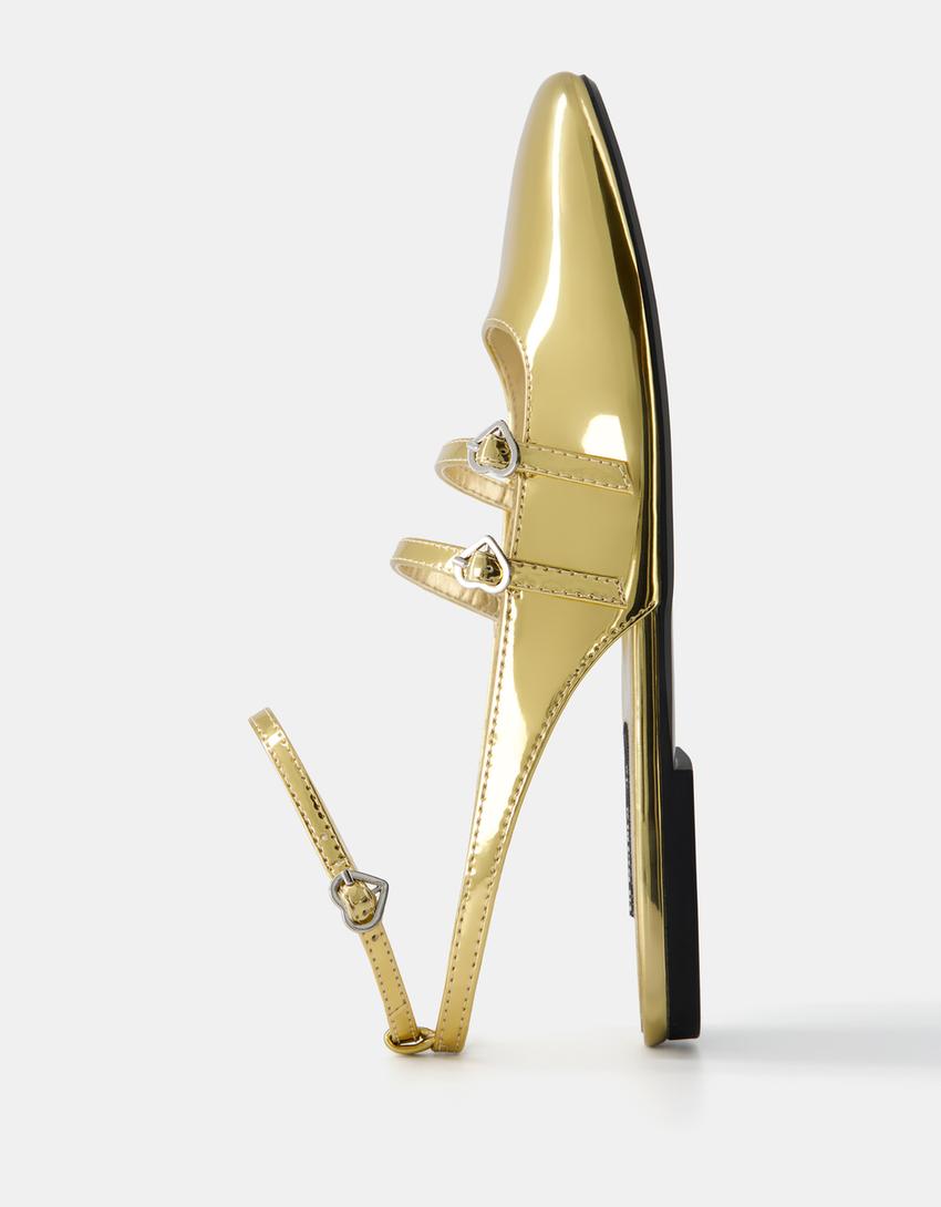 Ballerines type Mary Jane boucles-Or-3