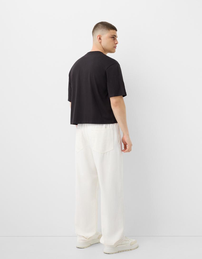 Jeans jogger-Écru-1