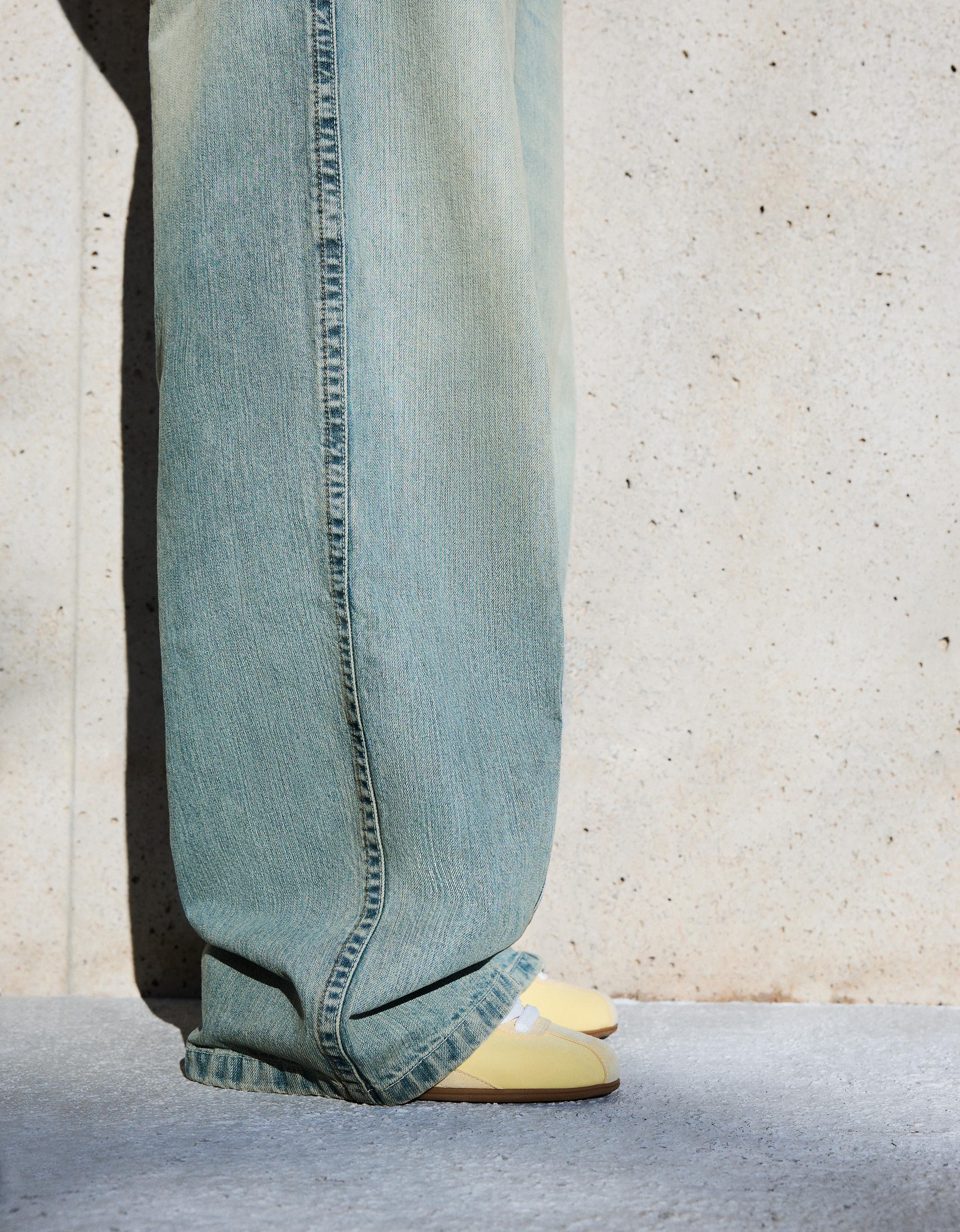 Süper geniş paça düşük bel jean - Görsel 22