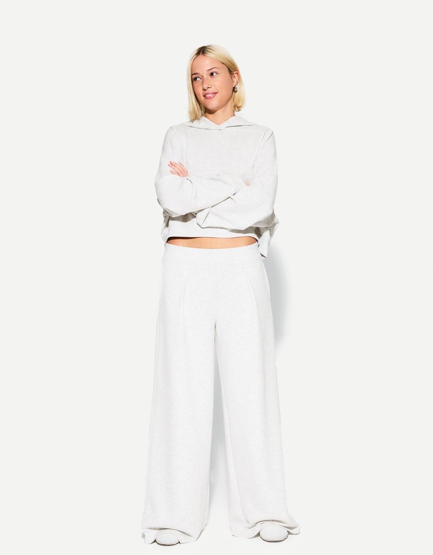 Wide-leg trousers-Grey