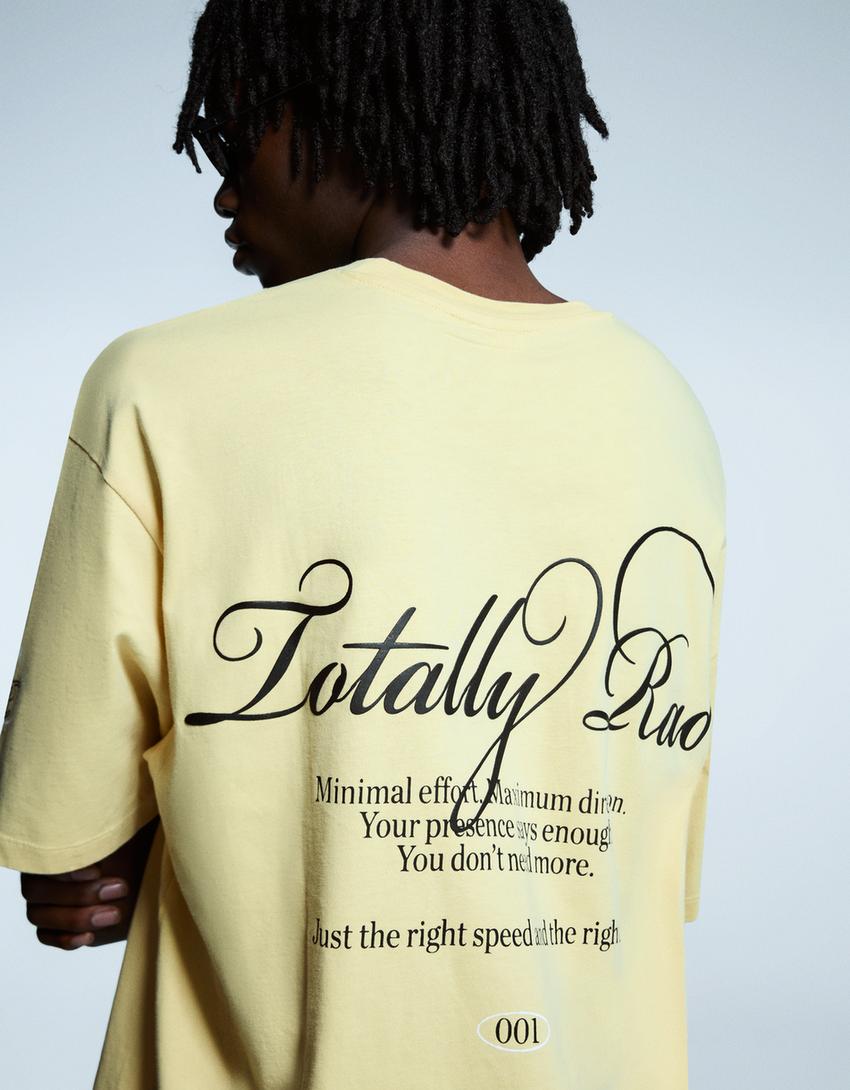 Camiseta manga curta print-Amarelo