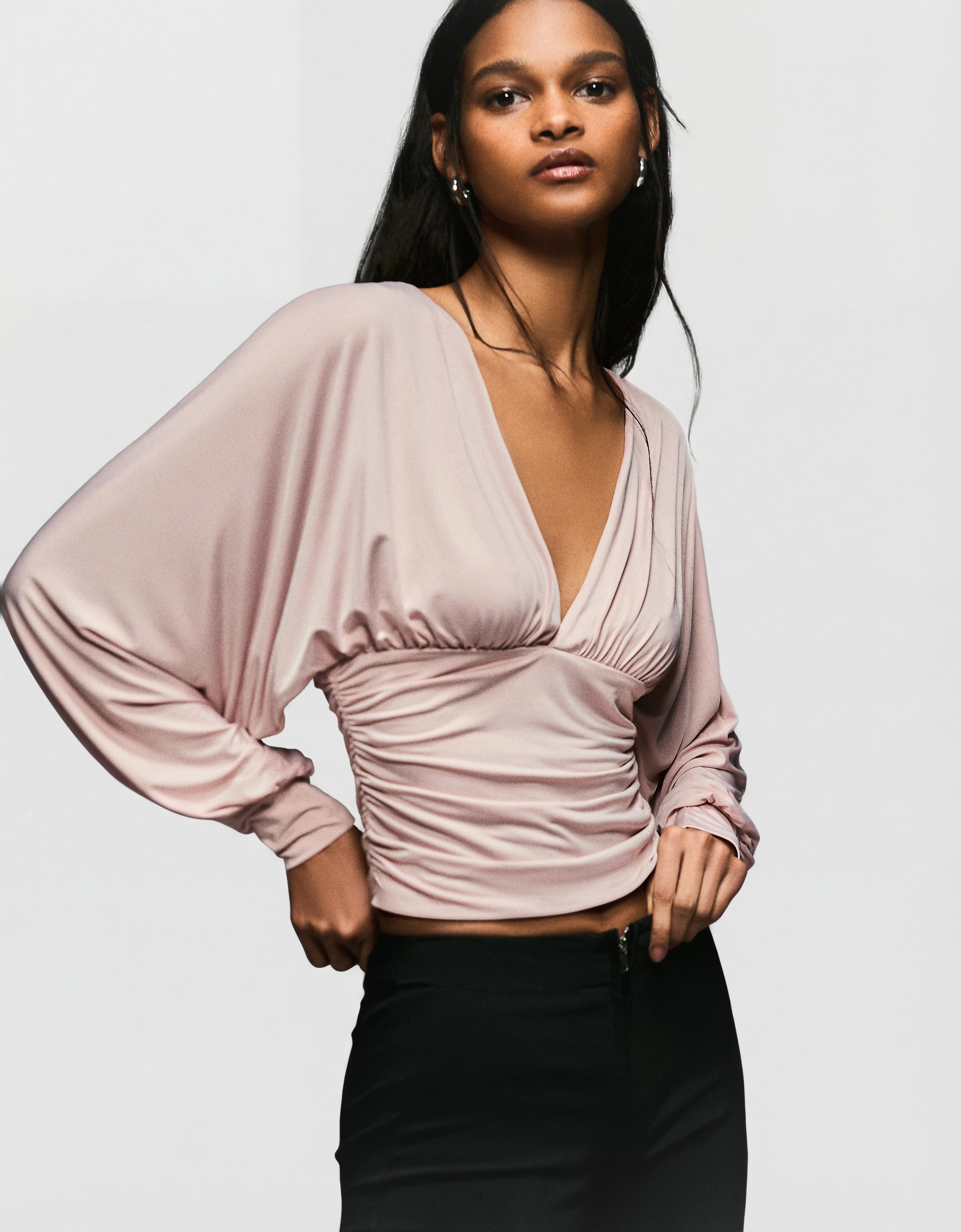 Uzun kollu büzgülü top - Görsel 24