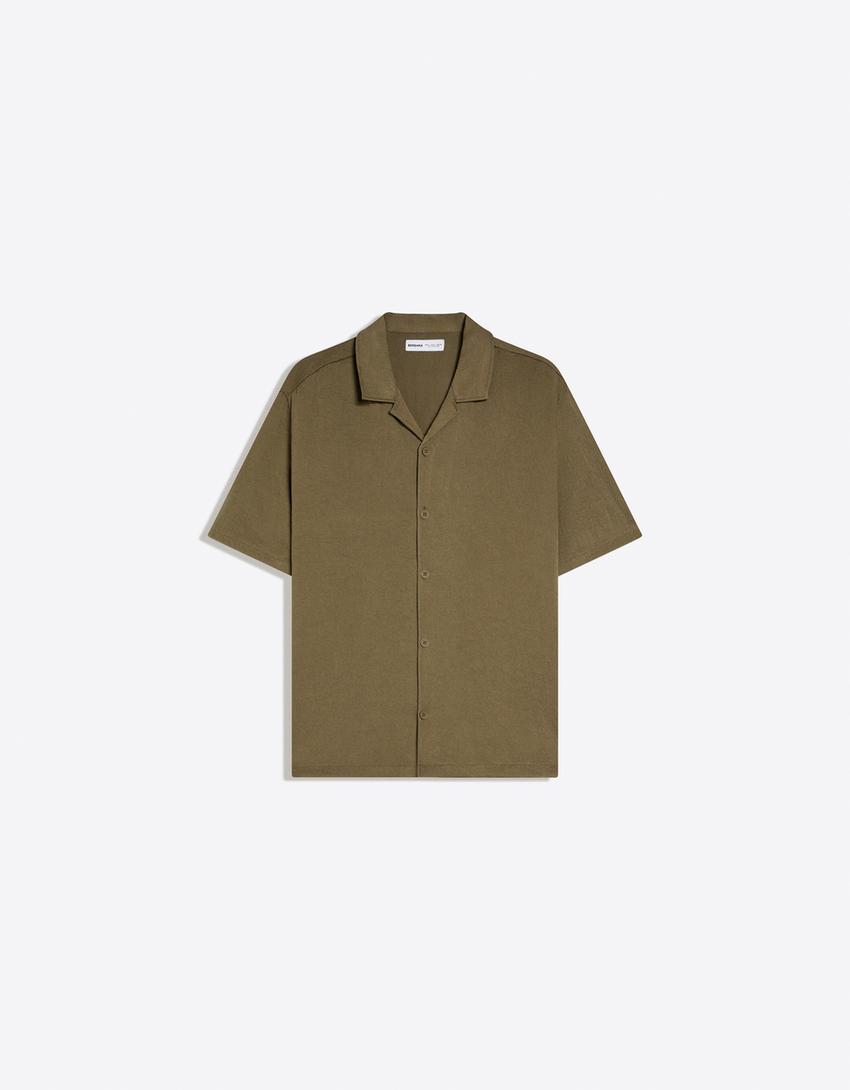 Chemise manches courtes rustique-Kaki