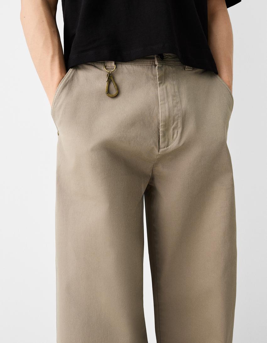 Calças skater fit mosquetão-Caramelo-3