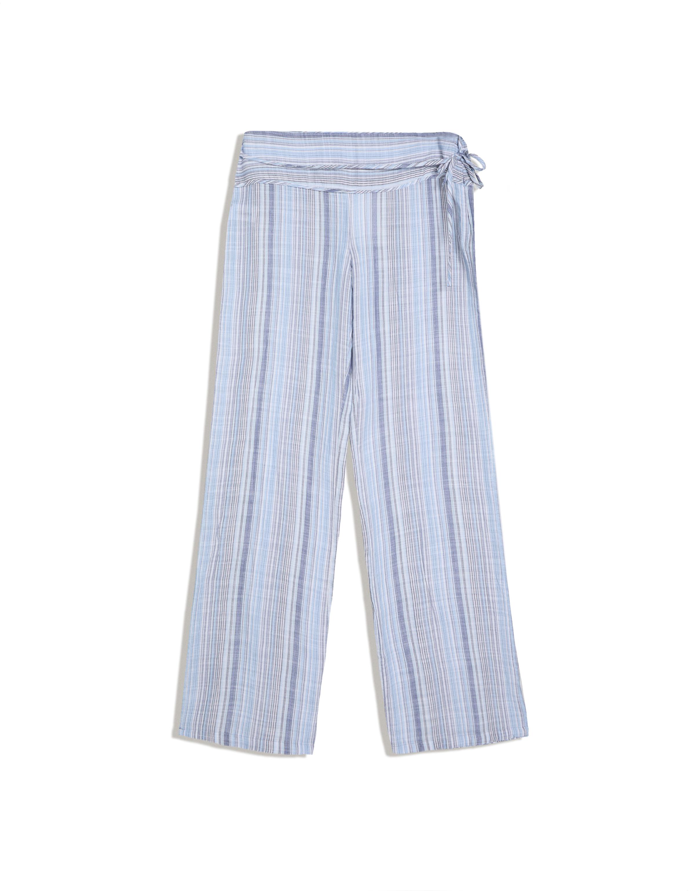 Striped trousers with linen — Washed out blue