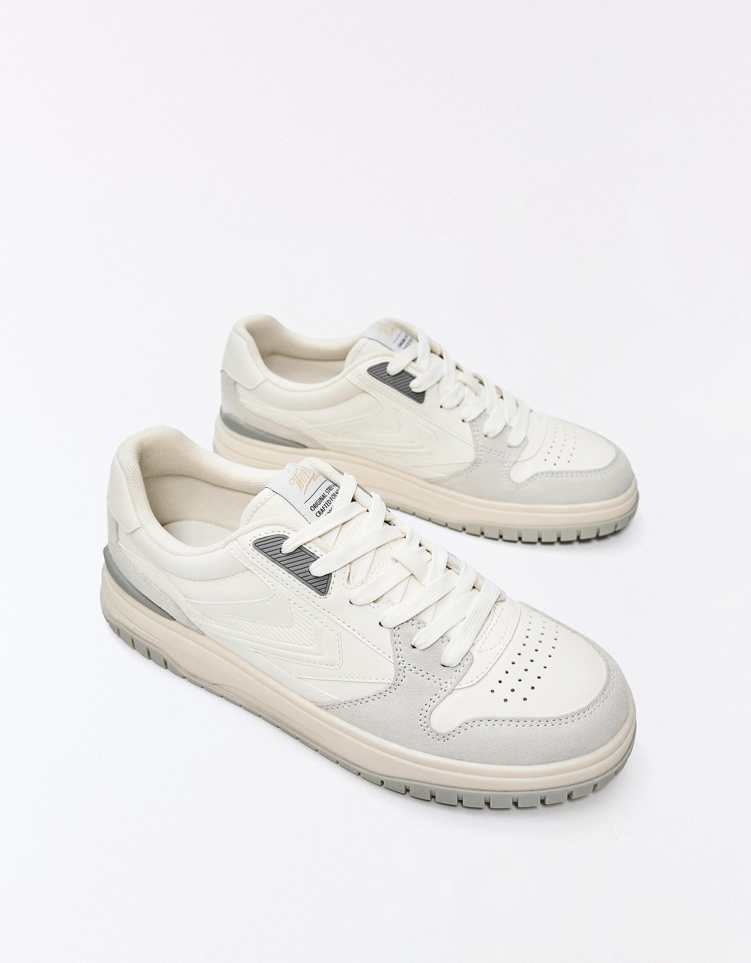 Panelled casual trainers — WHITE