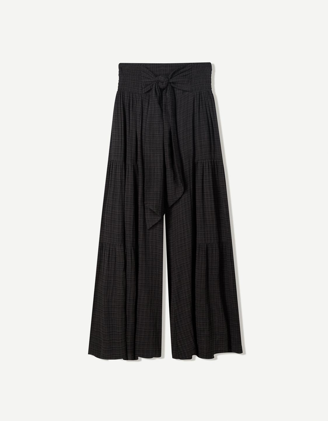 Textured wide-leg trousers