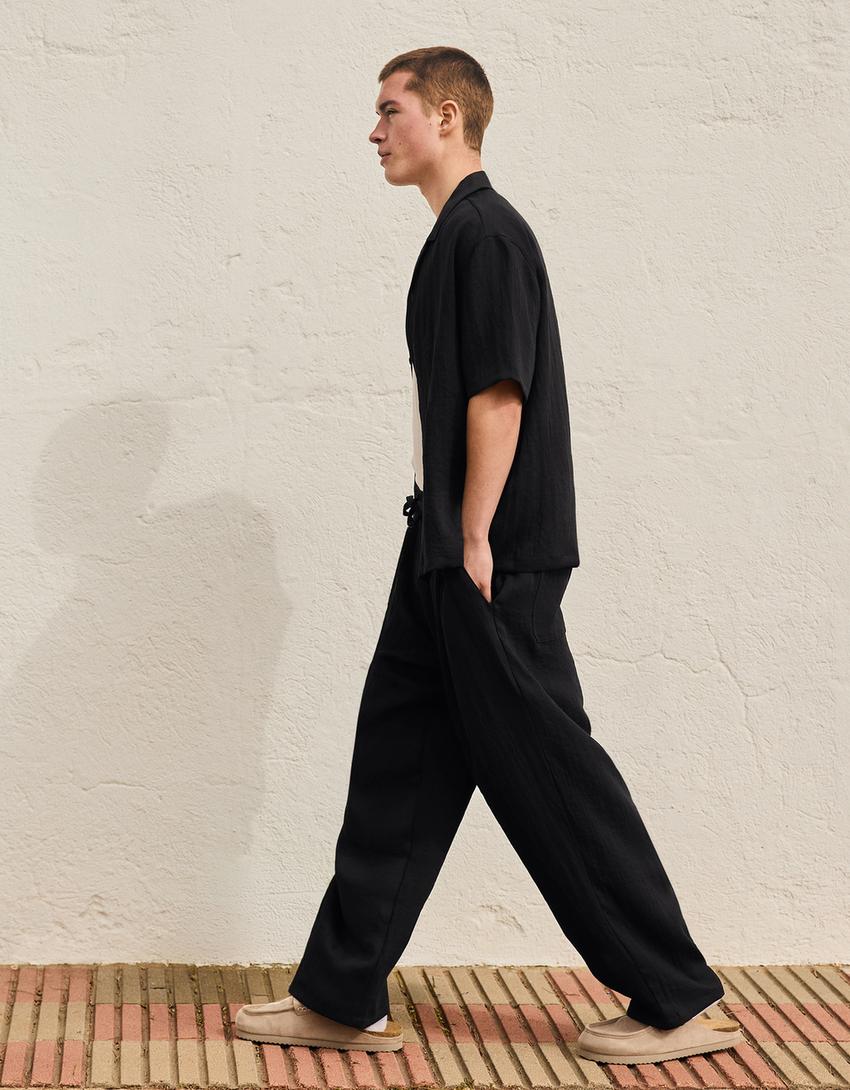 Baggy rustik pantolon-Siyah