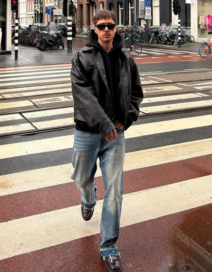 Jeans flare fit straight fit-Bleu lavé