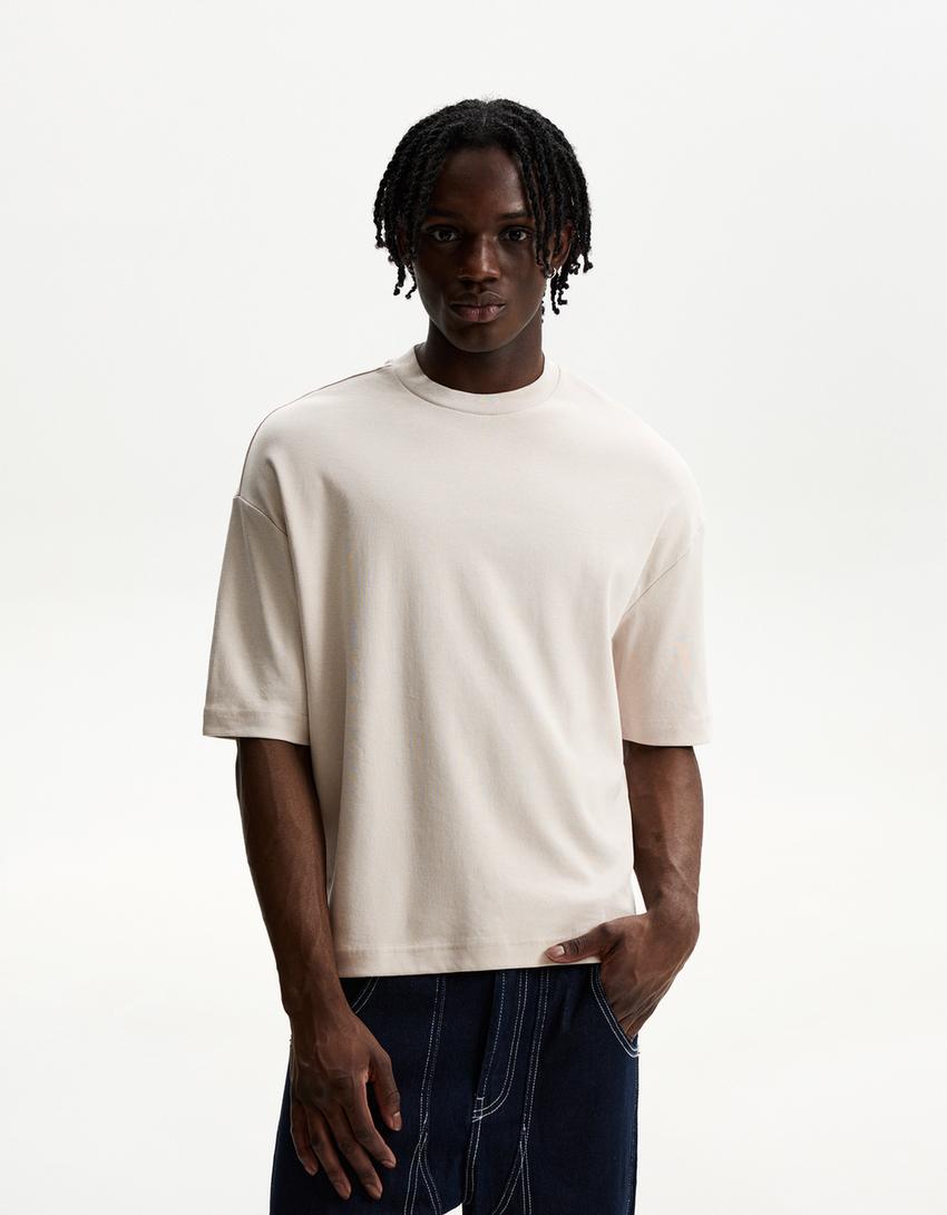 Boxy short sleeve T-shirt-Stone