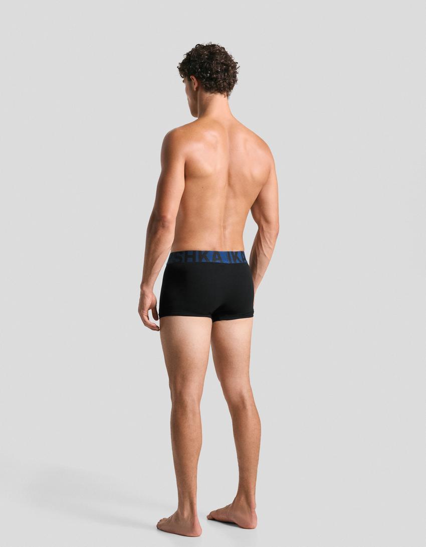 Lot de 3 boxers à large ceinture-Bleu