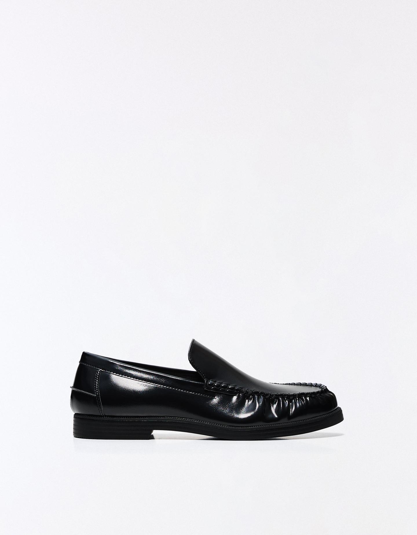 Bershka Mocasín Fruncido Hombre Negro