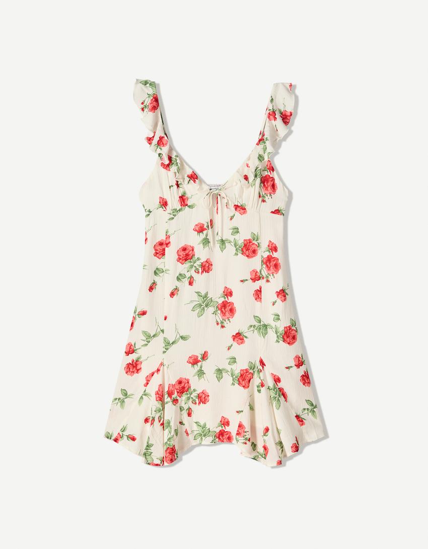 Printed strappy mini dress-Multicolored