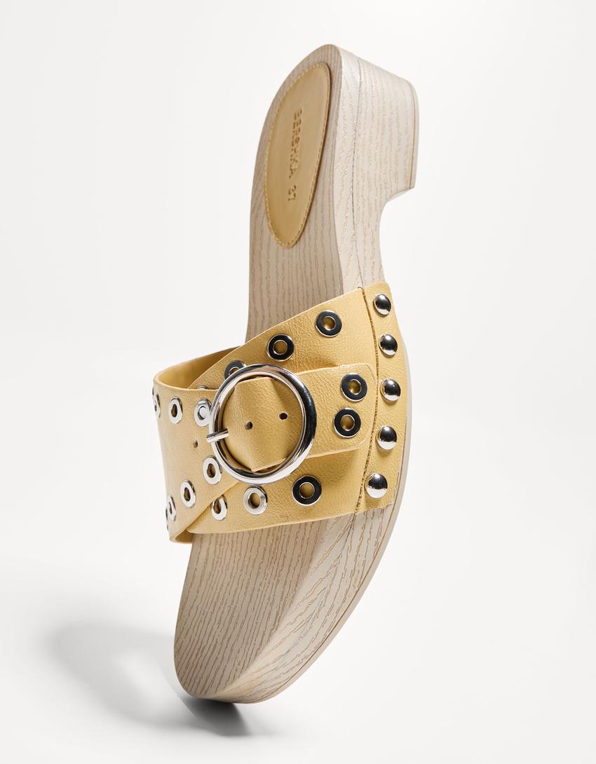 Sandales talon mules-Jaune