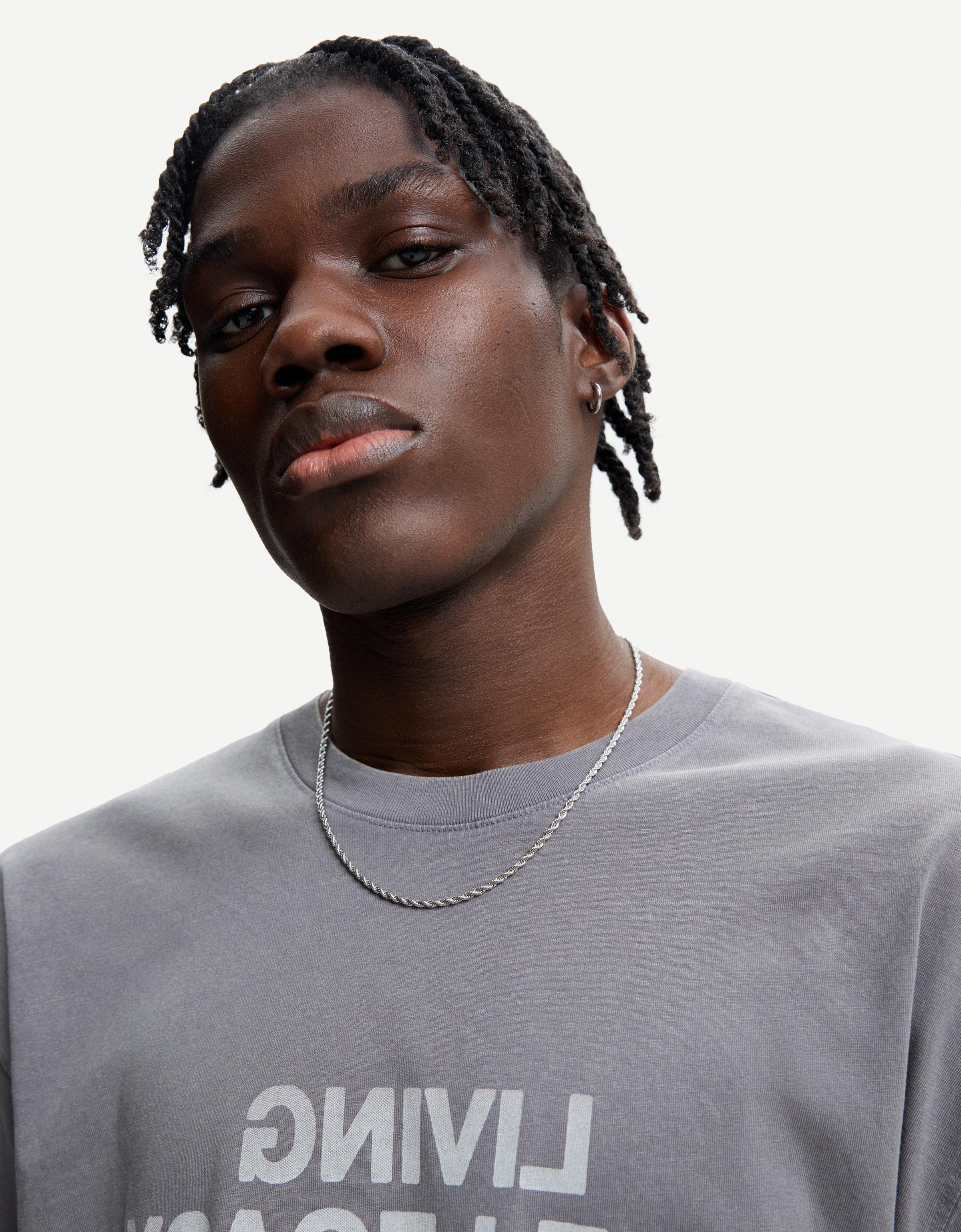 Bershka Kette Aus Gekräuseltem Stahl Herren Silber