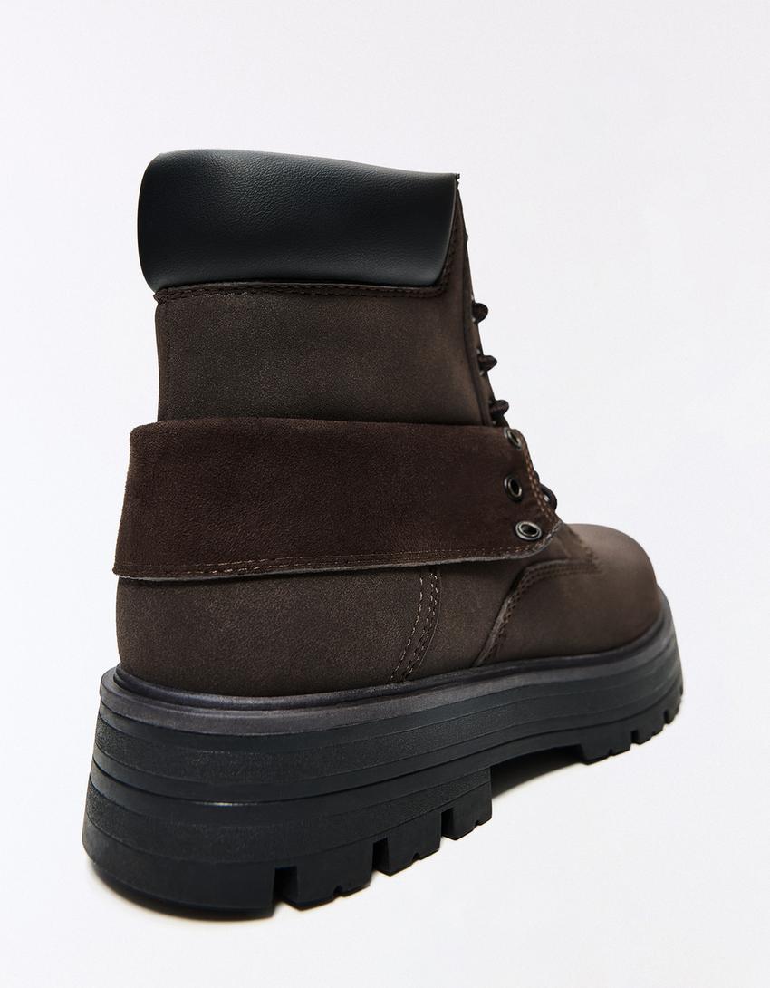 GESCHNÜRTE WORKWEAR-STIEFELETTEN-Braun
