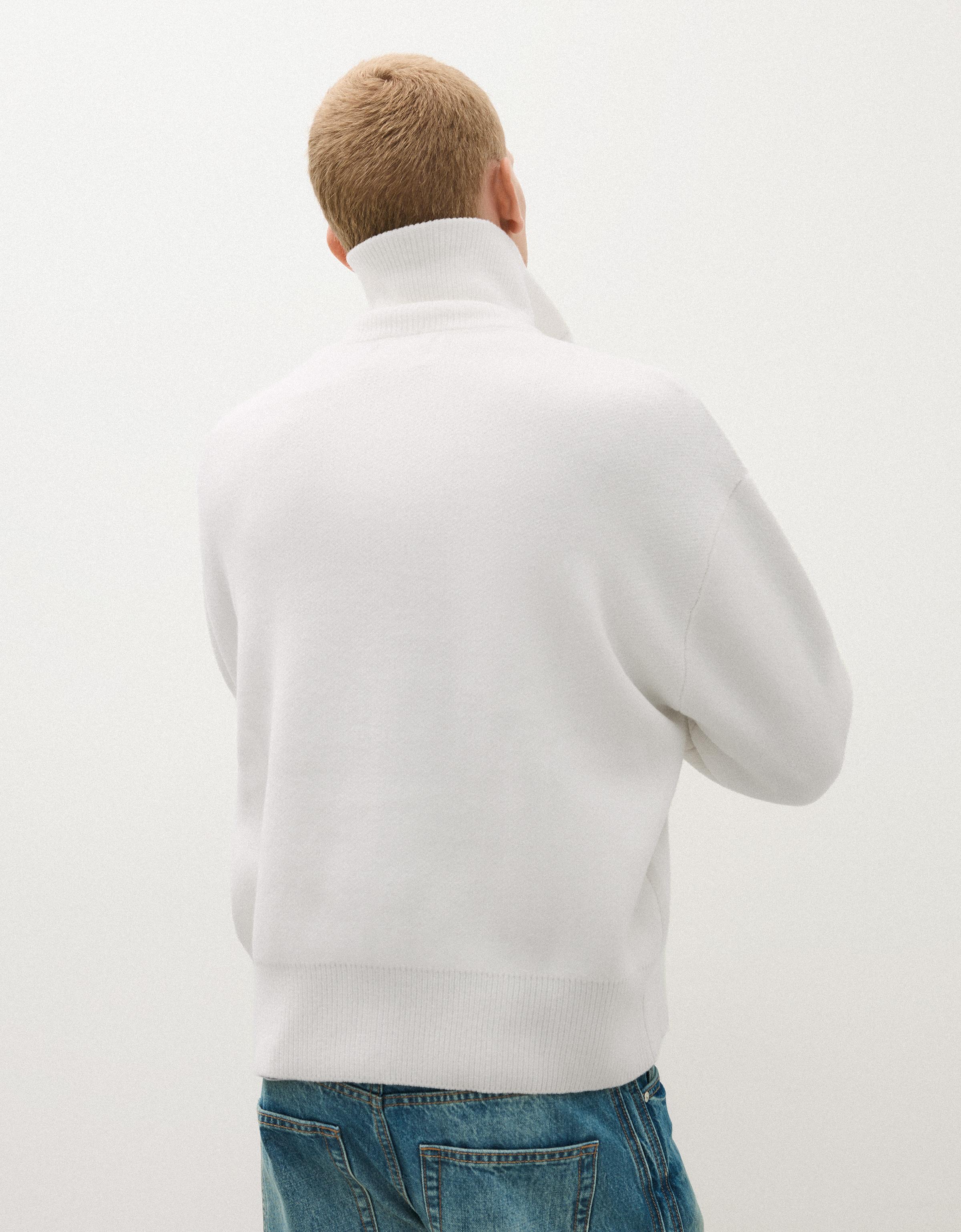 Boxy knit zip jacket — Off white