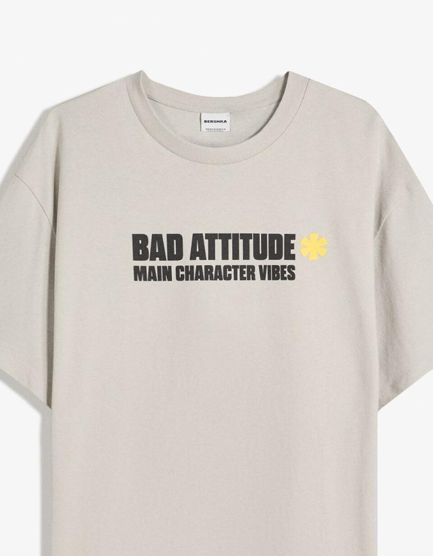 T-shirt manches courtes imprimé-Gris-2
