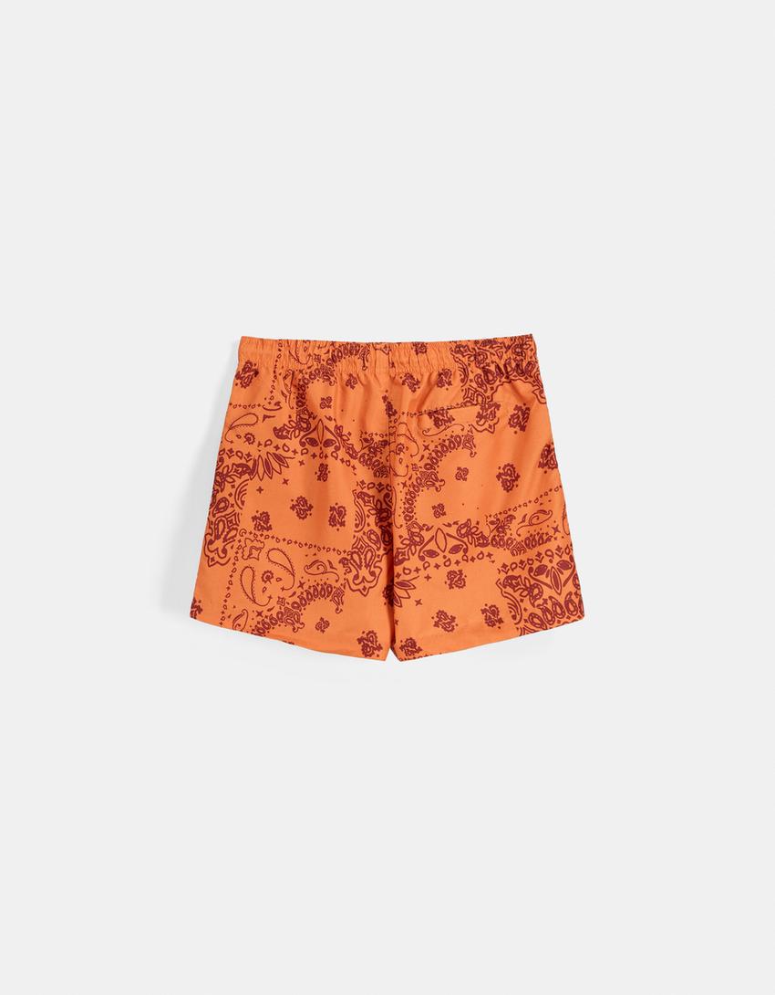 شورت سباحة بطبعة-برتقالي-5