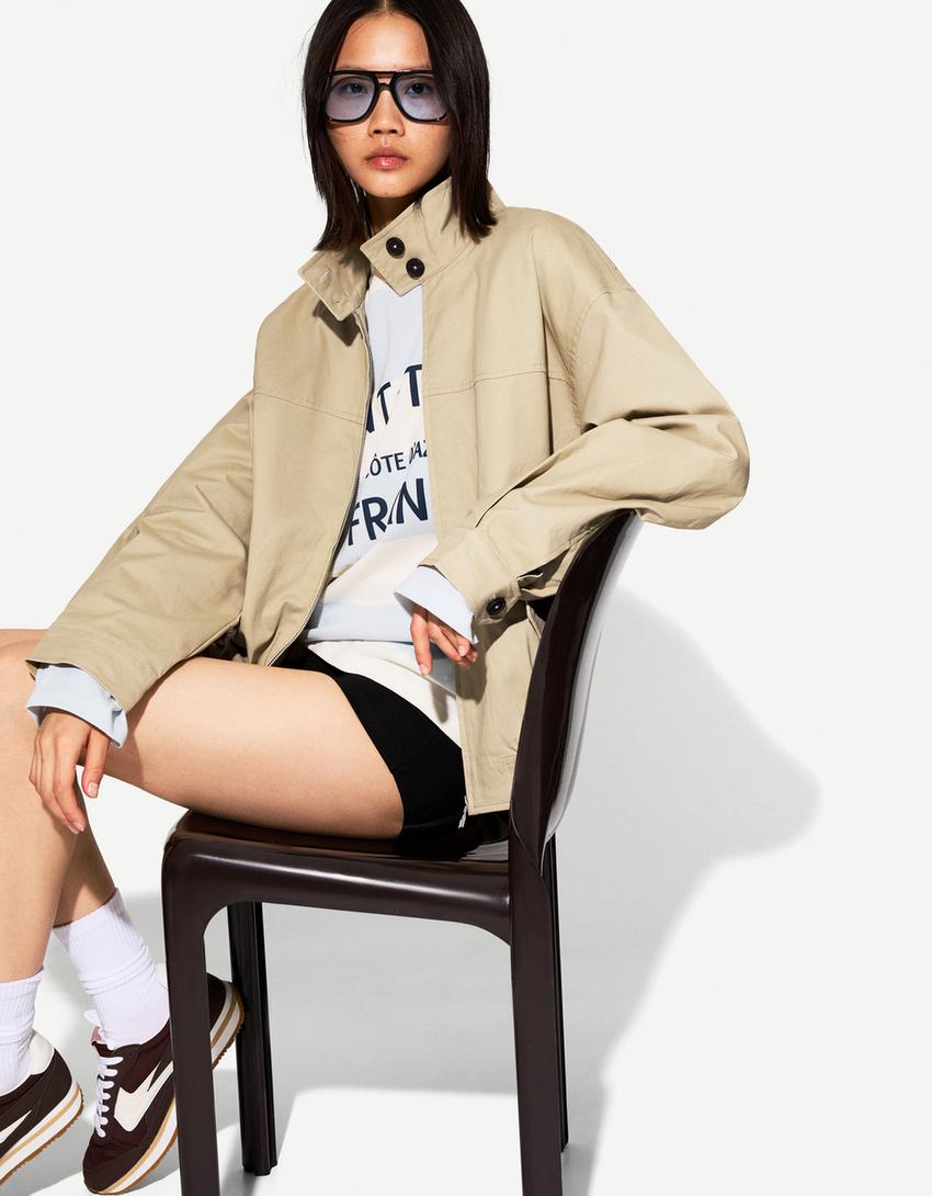 High neck trucker jacket
