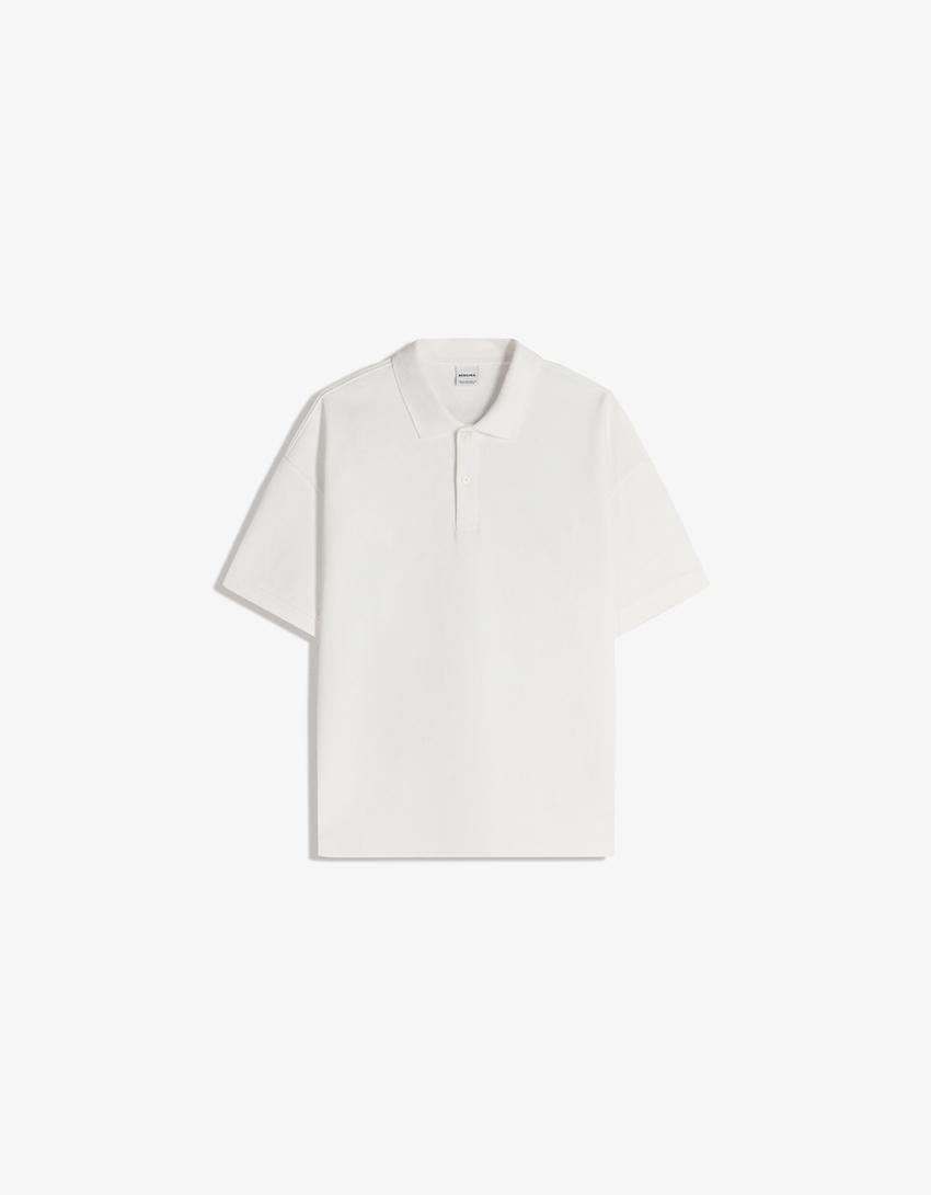 Polo mit kurzen Ärmeln-Grbrochenes Weiss