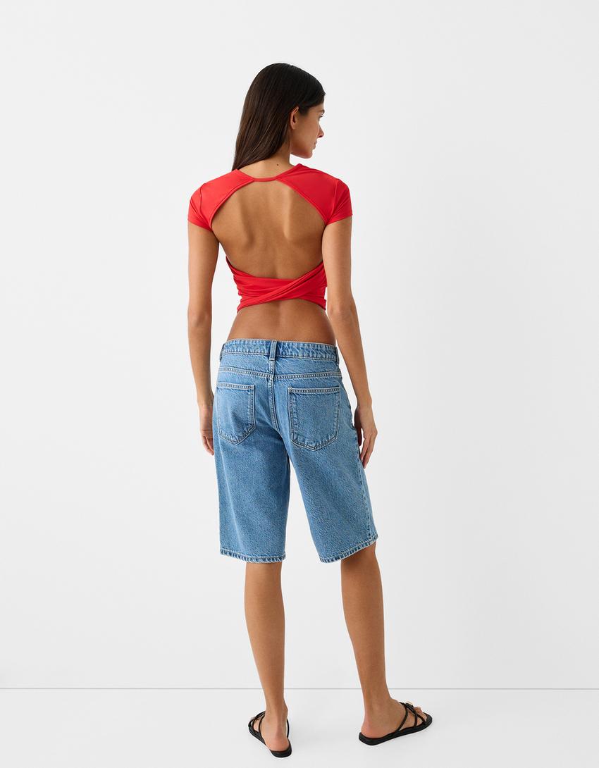 T-shirt manches courtes dos nu-Rouge-1