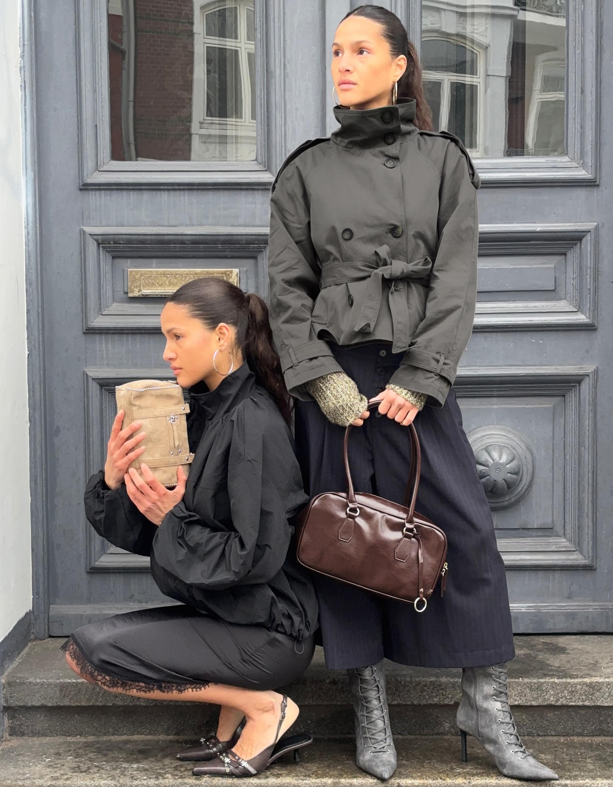 Funnel neck trench jacket — Dark grey