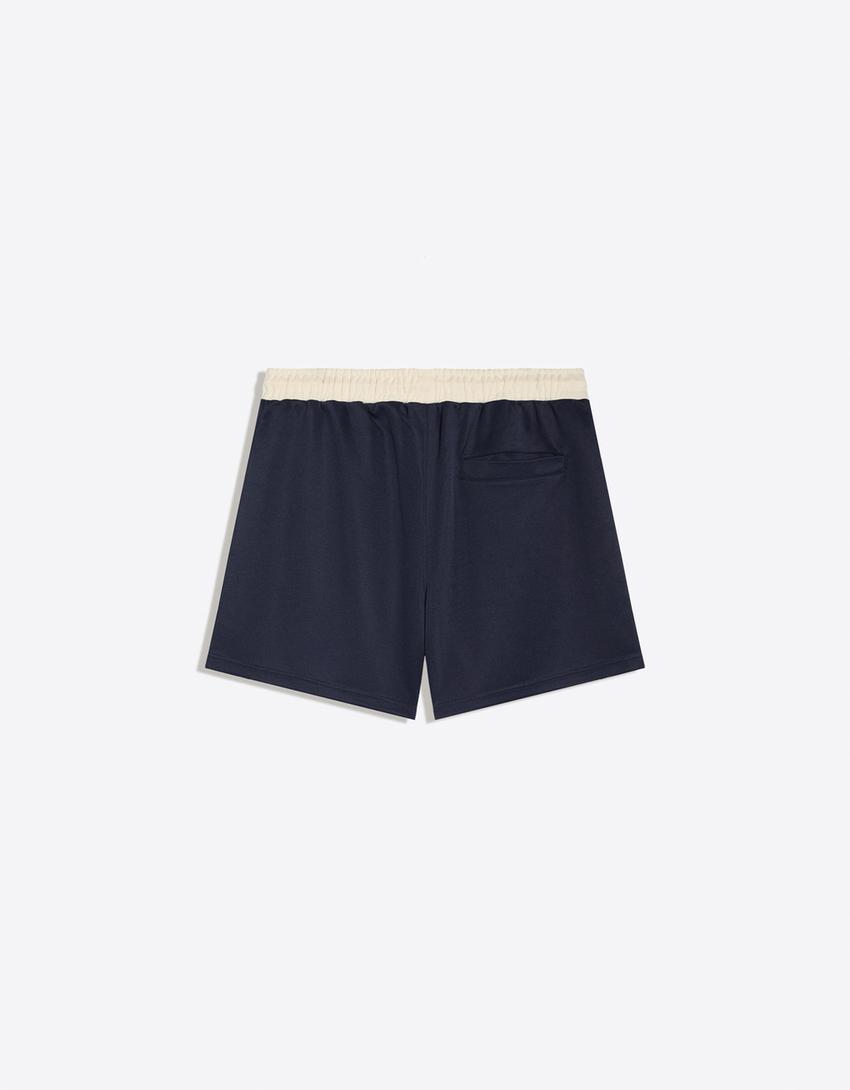 Bermuda shorts with patch-Navy