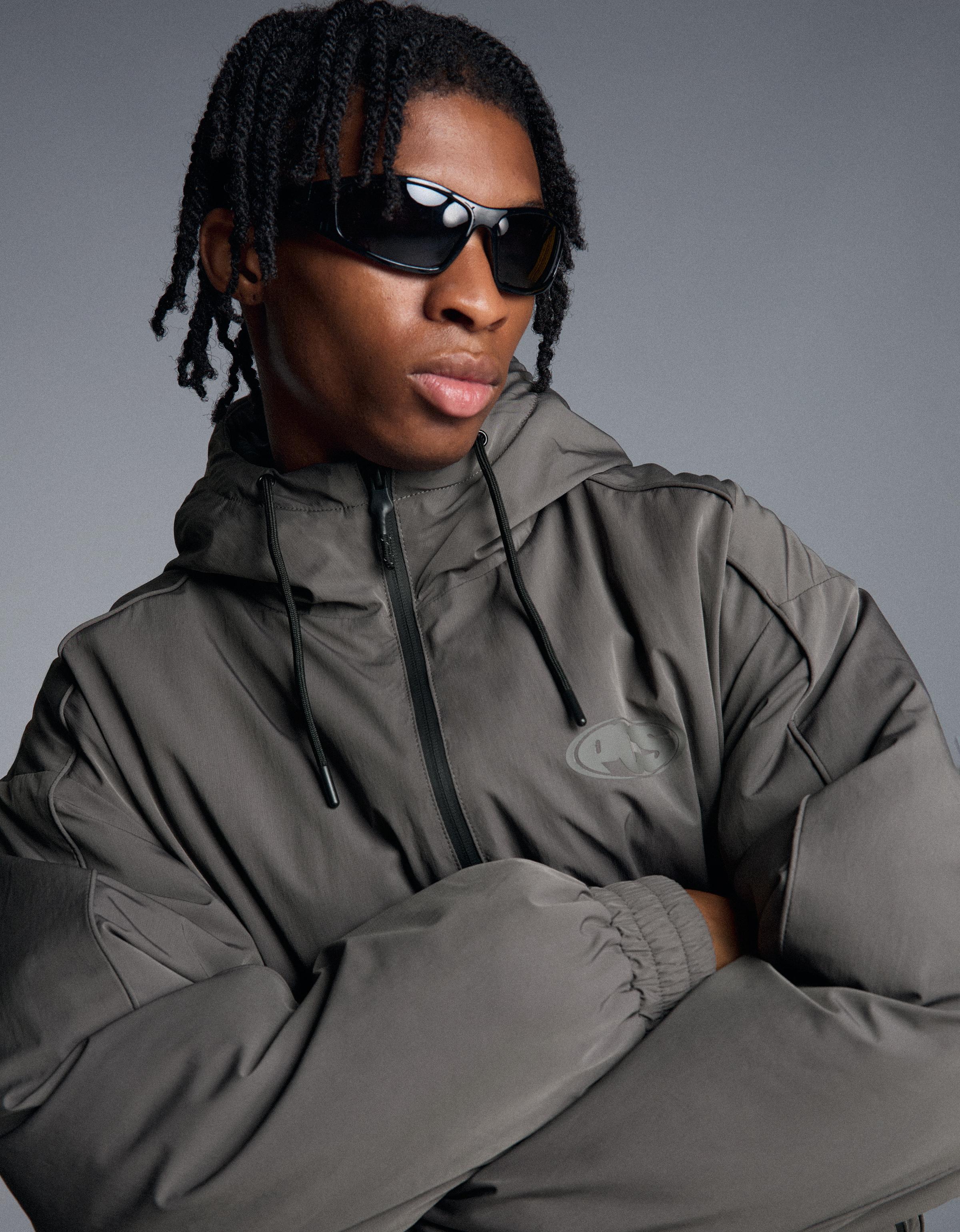 Technical hooded jacket — Grey
