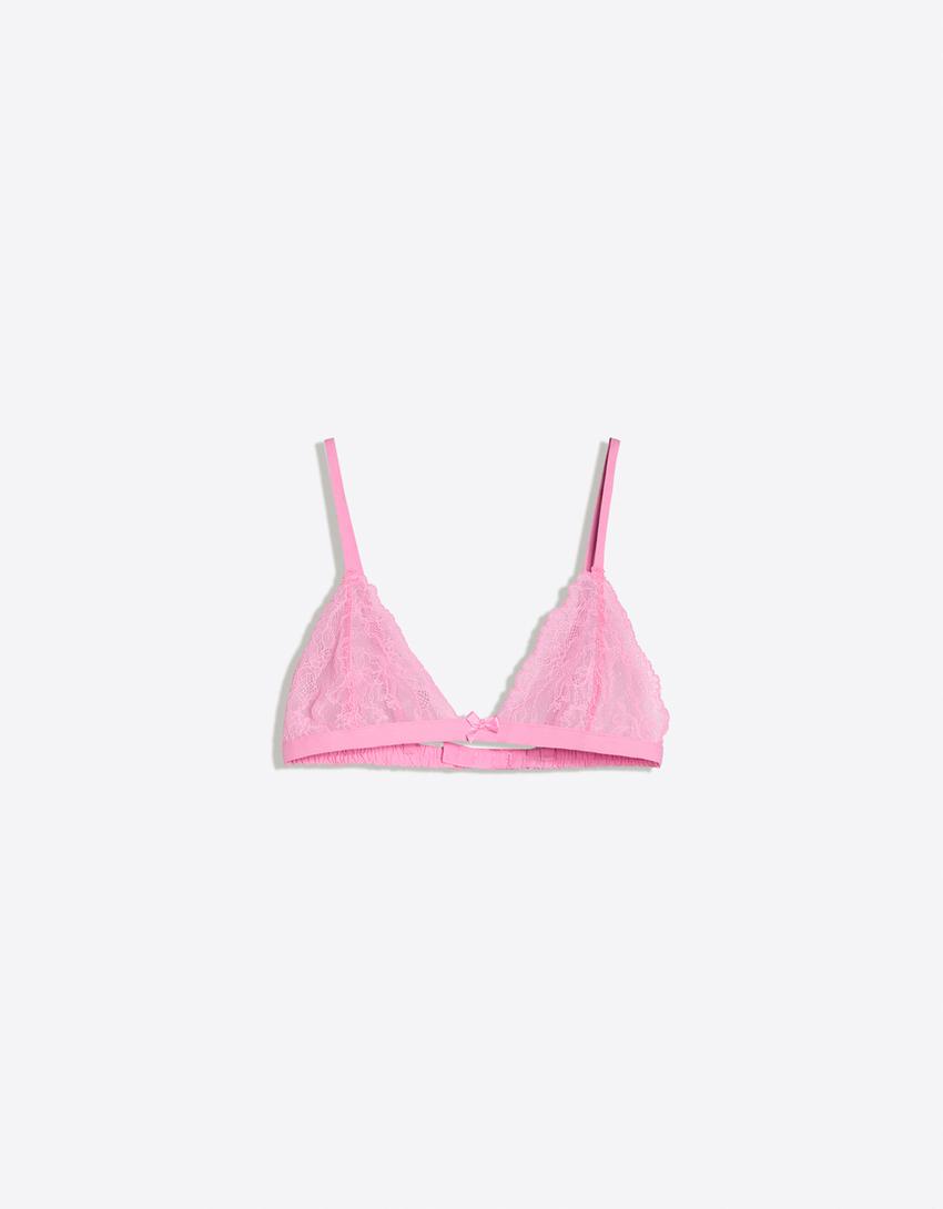 Lace triangle bra-Fuchsia