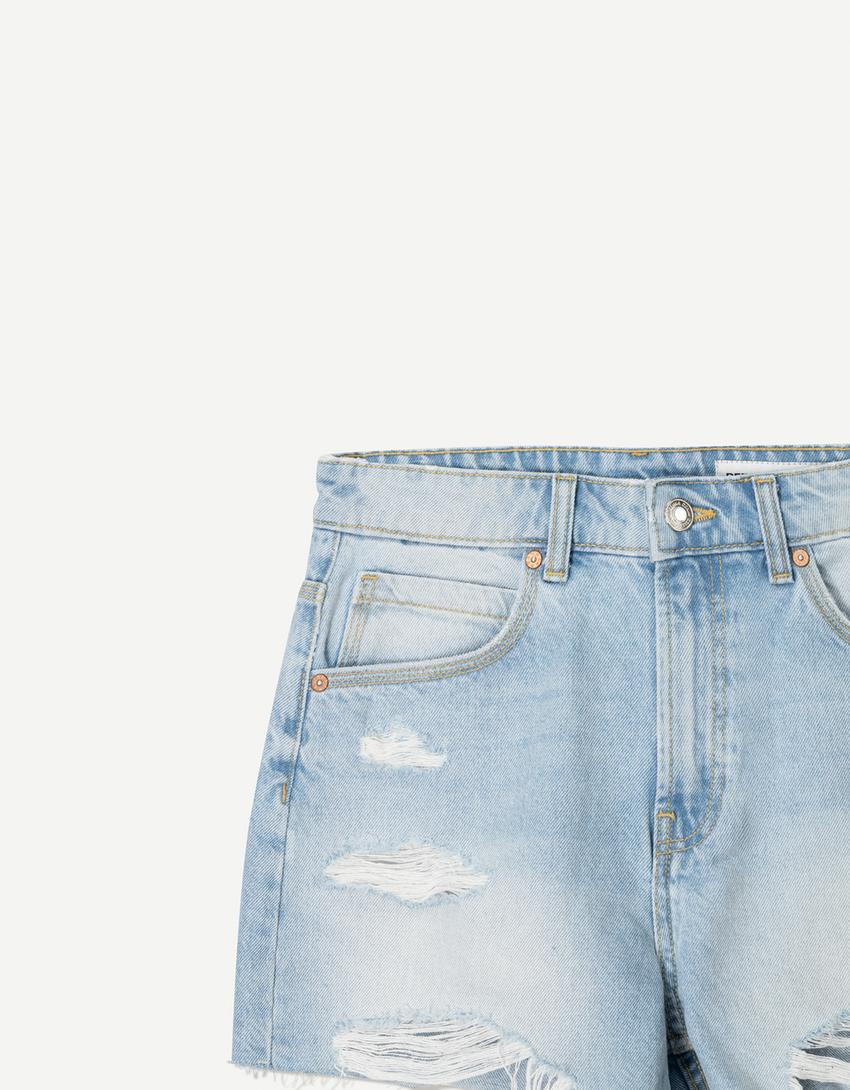 Ripped denim shorts