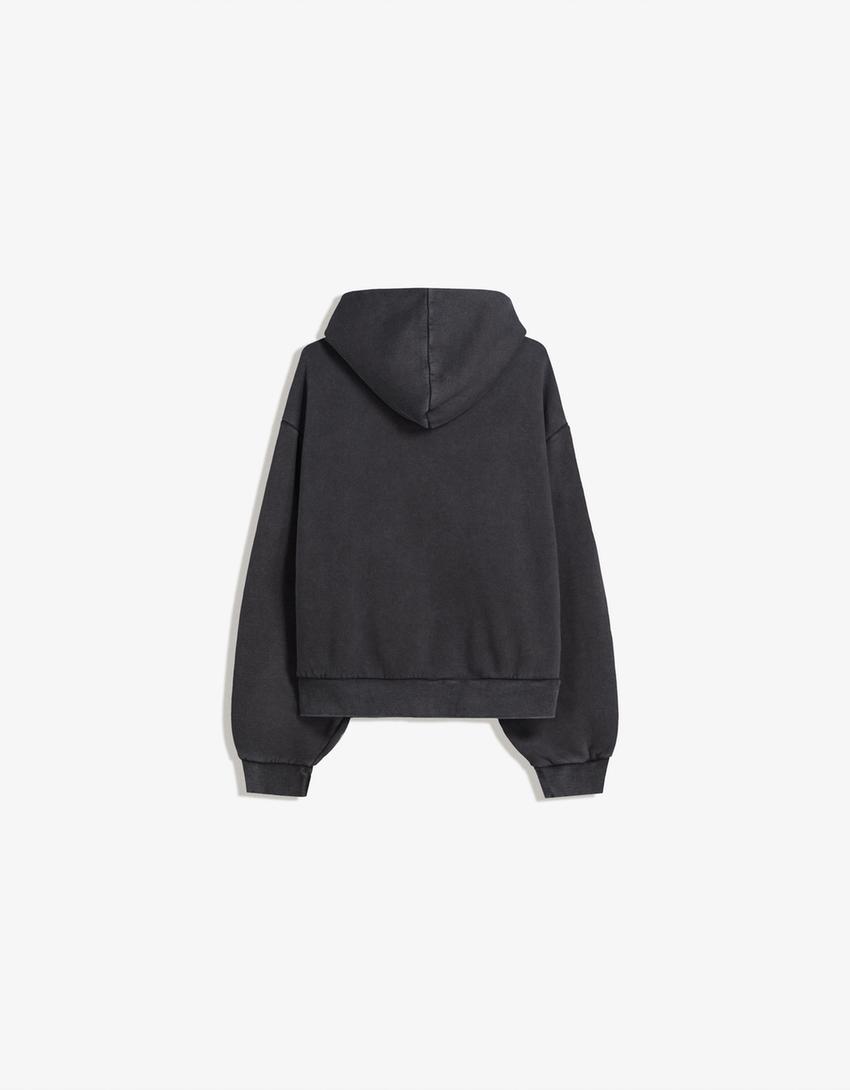 Boxy Cropped-Sweatshirt mit Reißverschluss-Grau-5