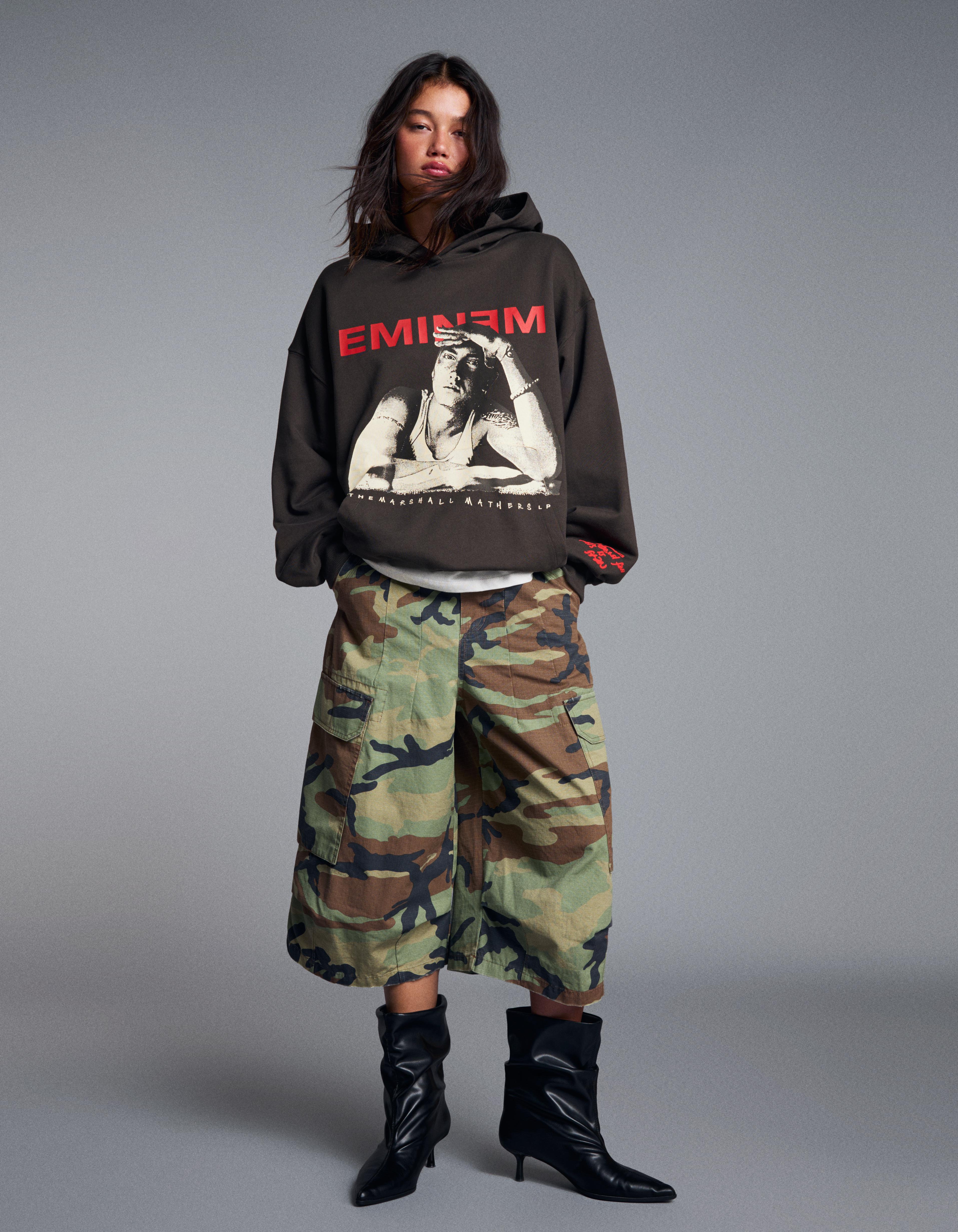 Bershka Sudadera Capucha Eminem Mujer L Negro