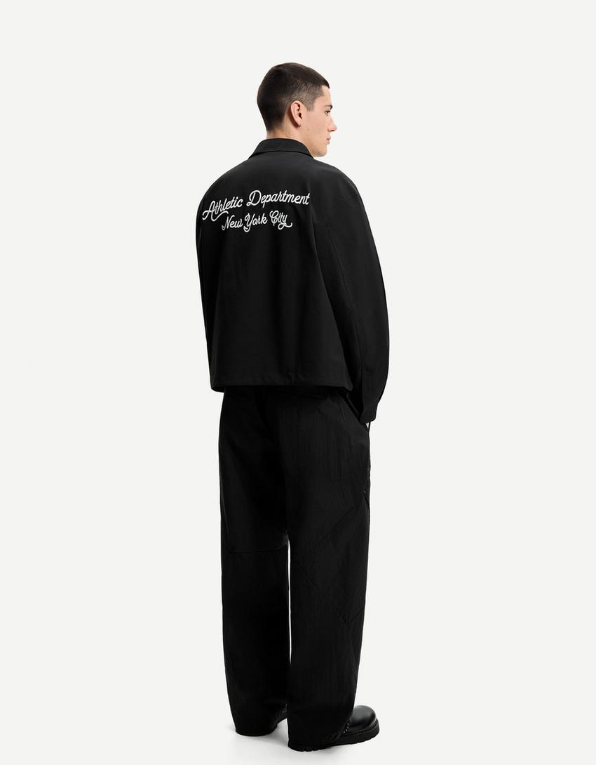 Pantaloni superbaggy tecnici con pieghe-Nero-1