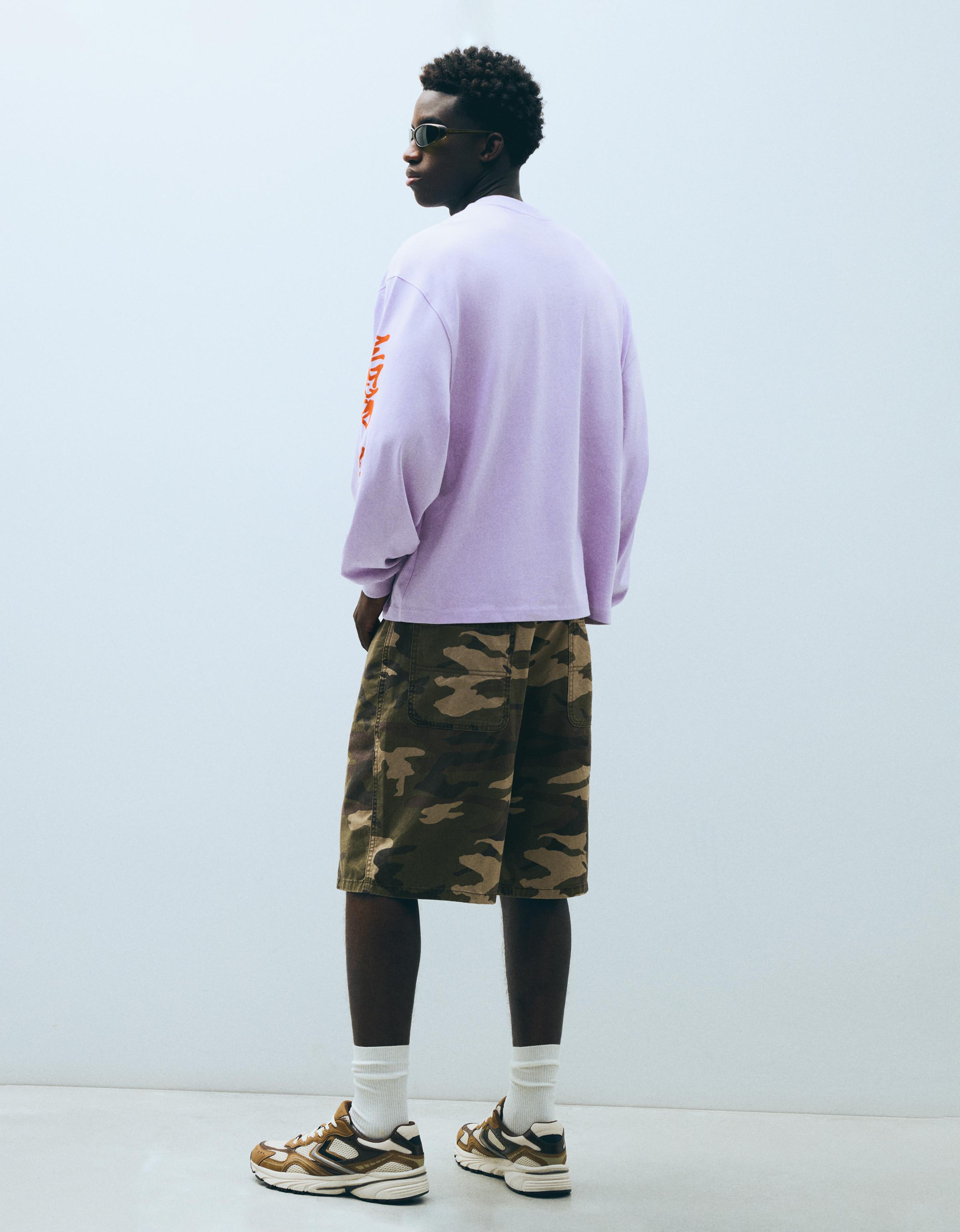 Printed skater Bermuda shorts — Khaki
