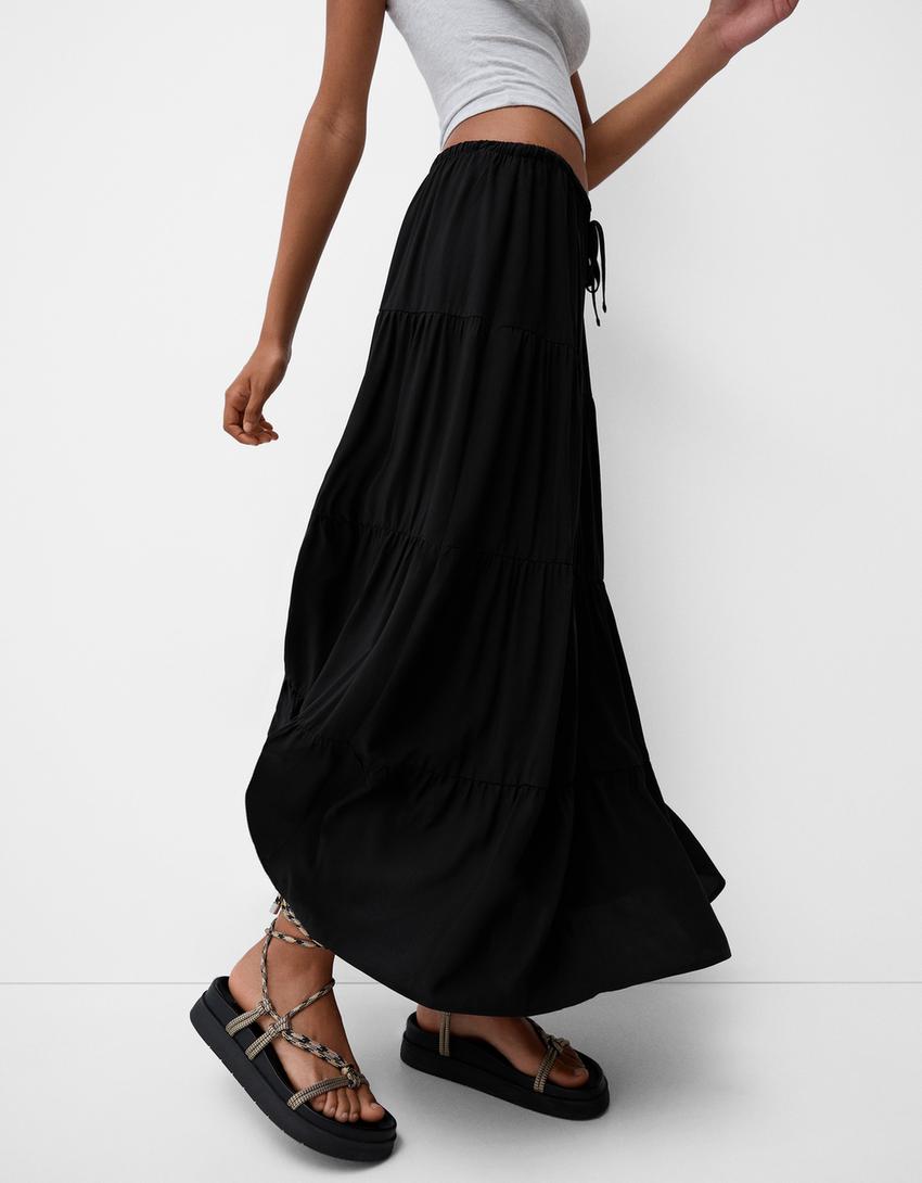 Falda Mujer Verano Falda Other Stories De Cintura Alta Midi Wrap Negra Mujer Faldas Midi H&m