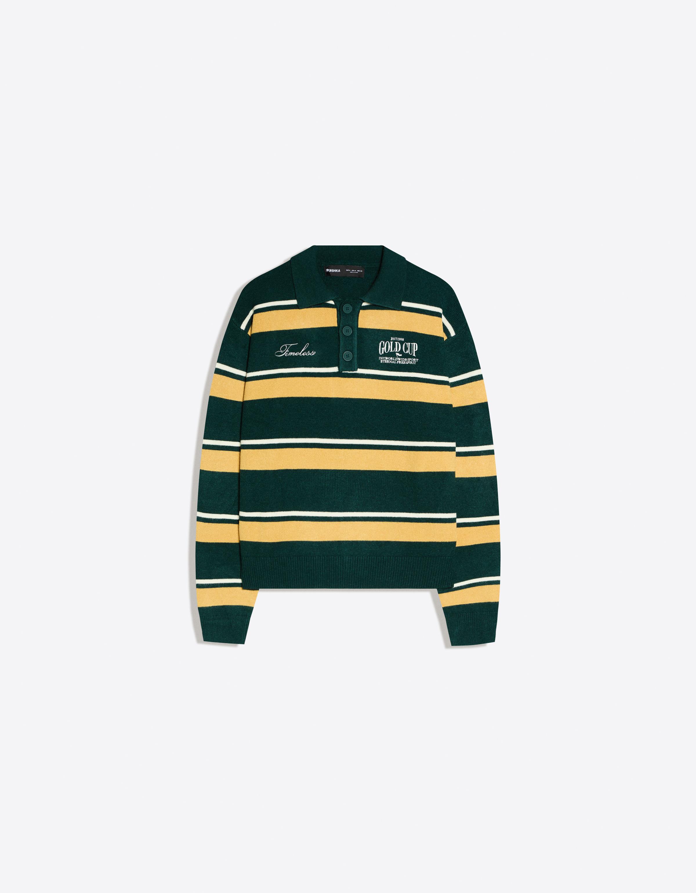 Polo yaka baskılı kazak - Görsel 6