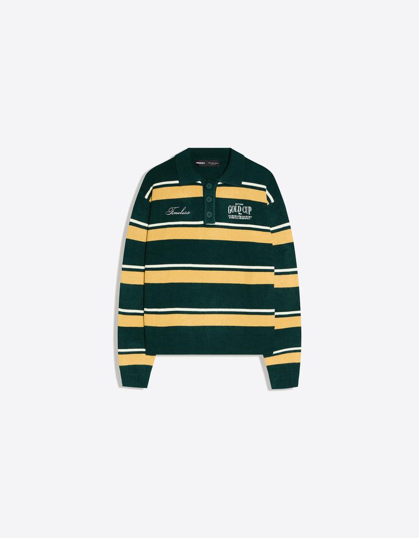 Jersey cuello polo print-Verde
