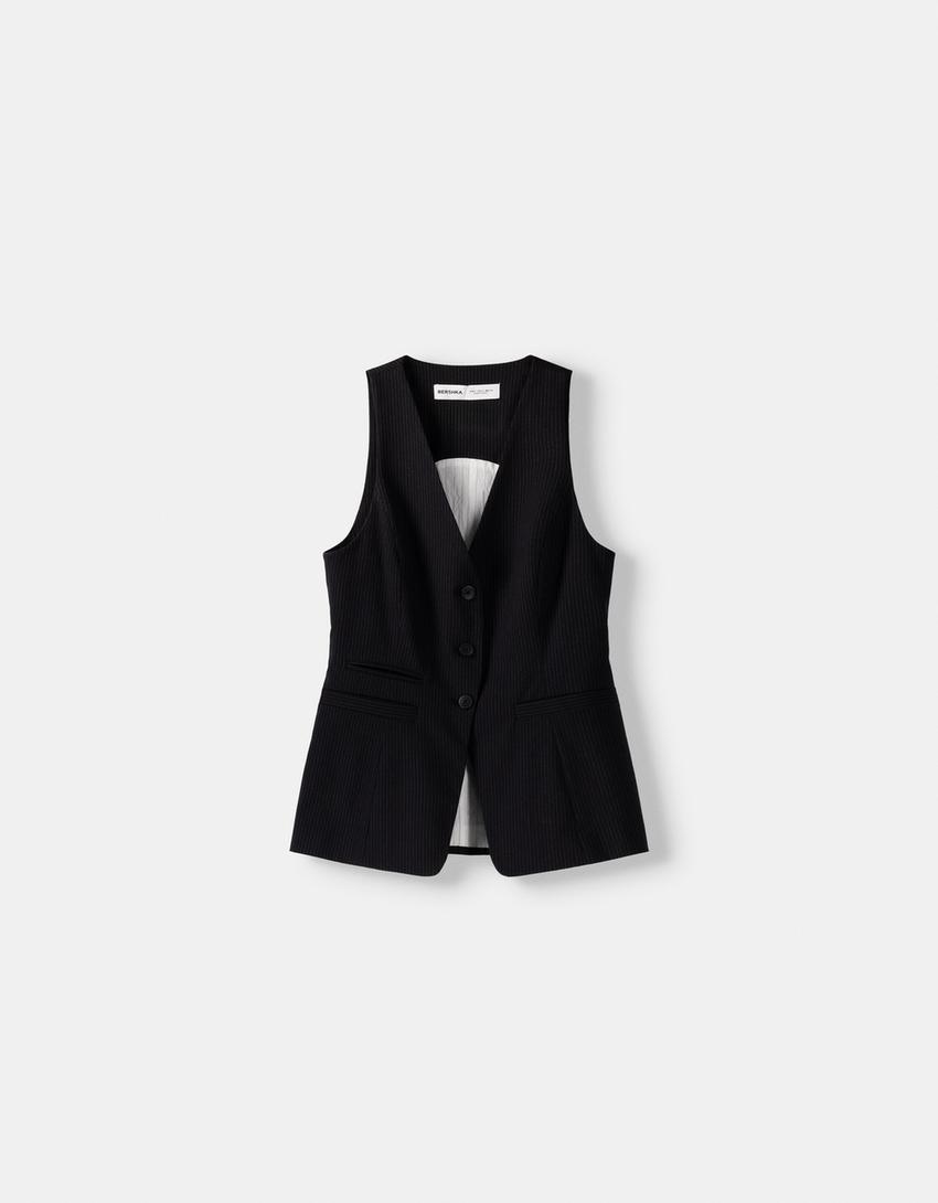 Long buttoned waistcoat-Black-5
