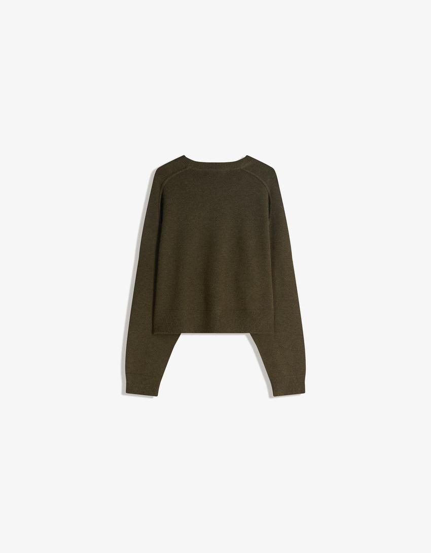 Dikişli triko kazak-Yeşil